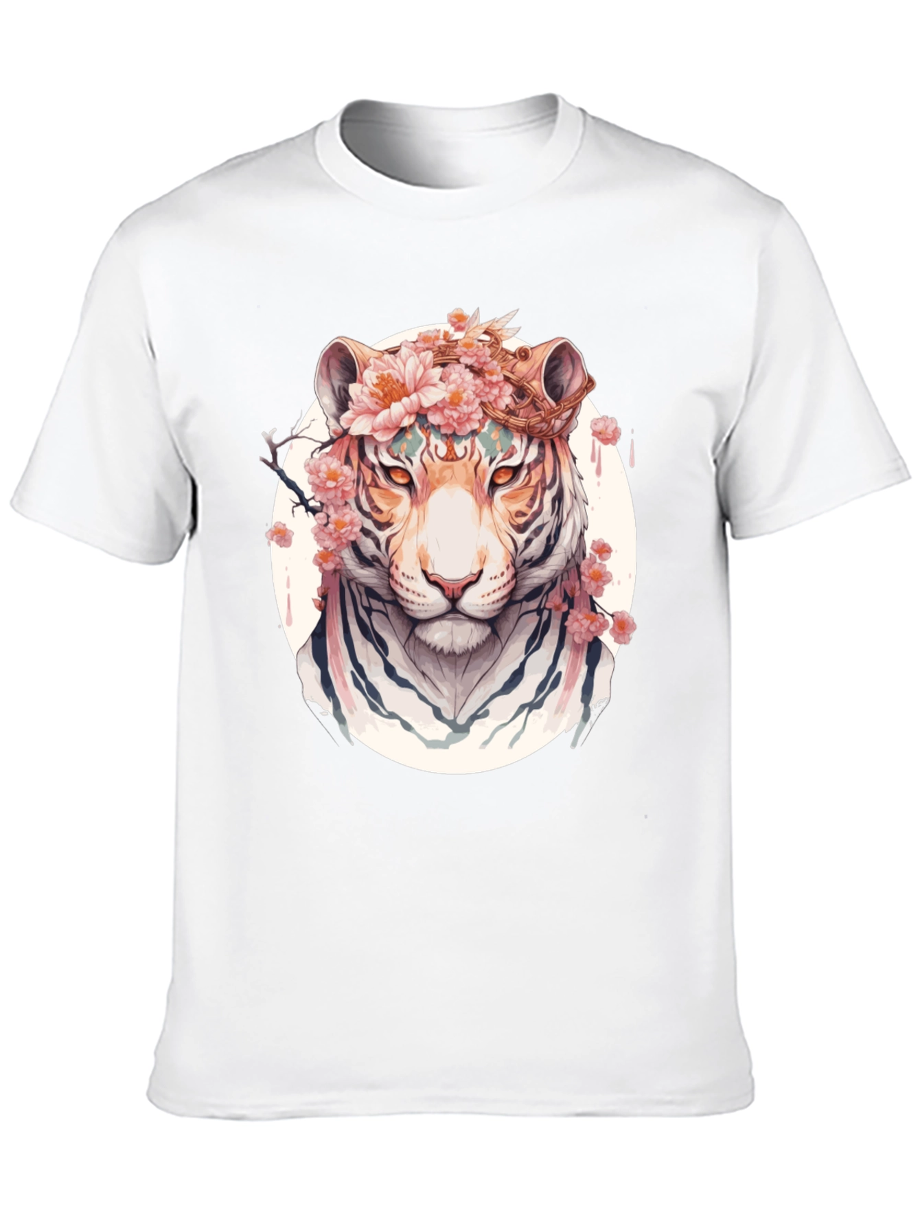 Floral Tiger Graphic Tee - Unique Black T-Shirt