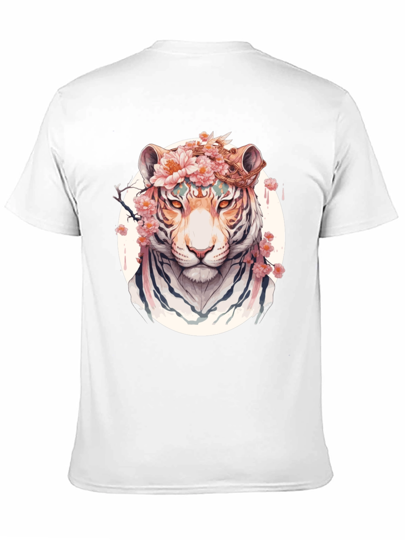 Floral Tiger Graphic Tee - Unique Black T-Shirt
