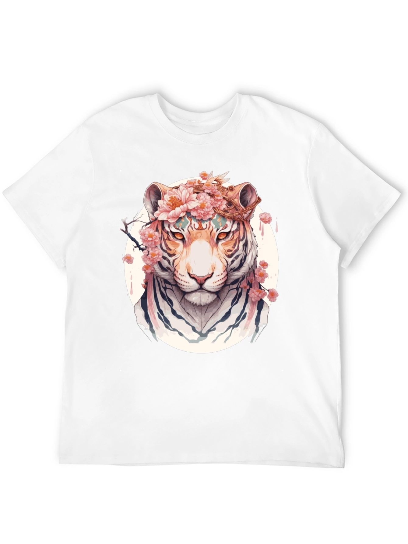Floral Tiger Graphic Tee - Unique Black T-Shirt