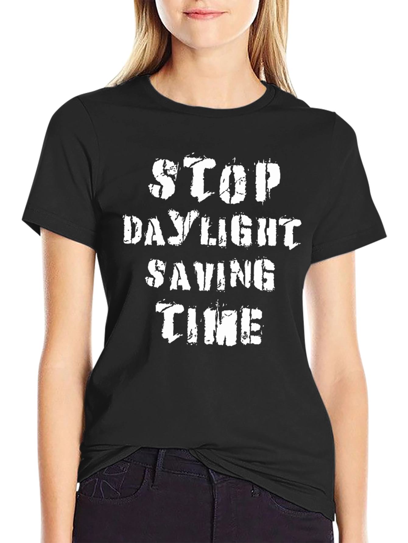Stop Daylight Saving Time Black T-Shirt