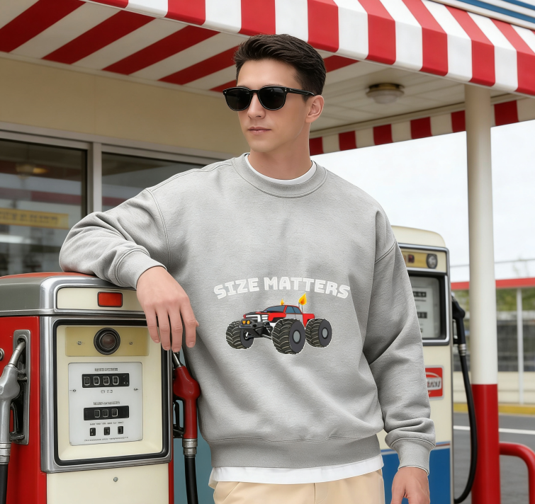 "Size Matters" Monster Truck Graphic Crewneck