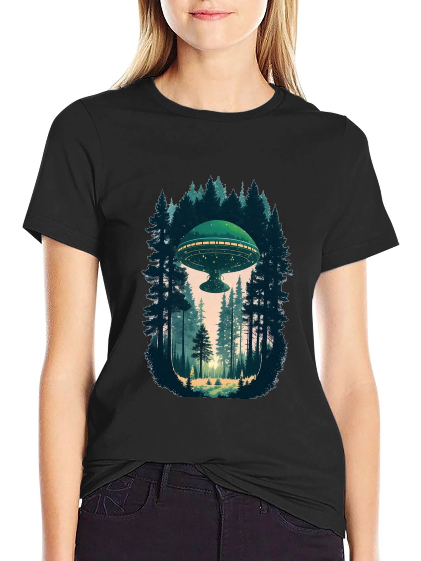 UFO in Forest Graphic Tee