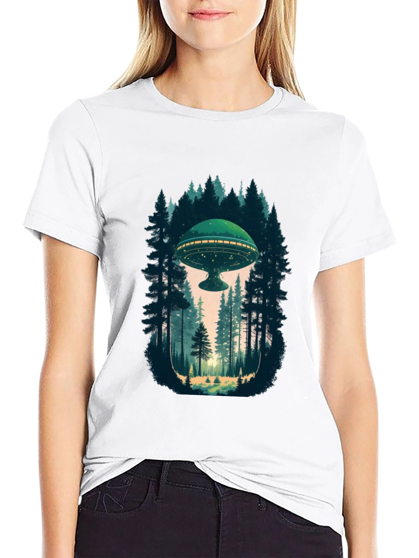 UFO in Forest Graphic Tee