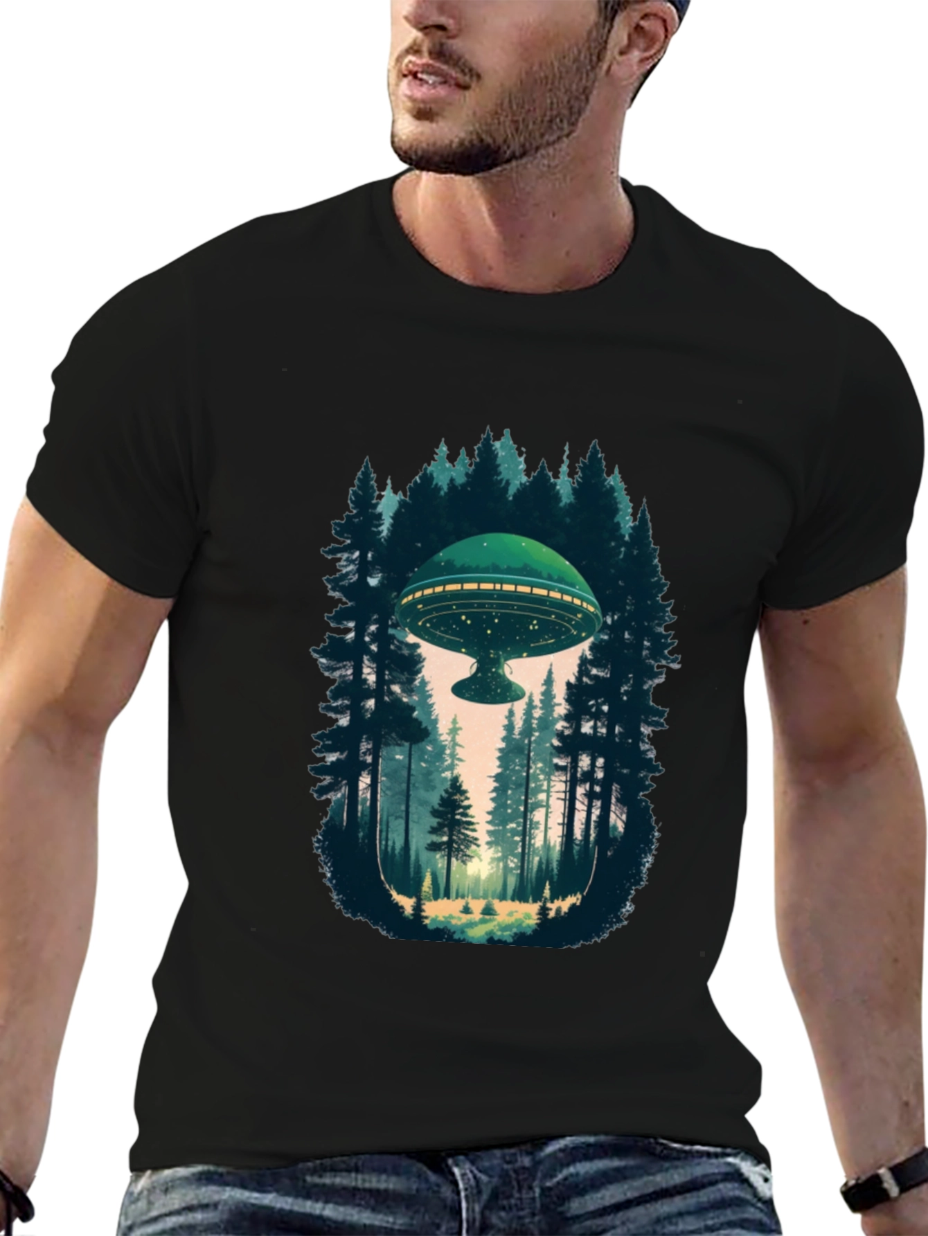 UFO in Forest Graphic Tee