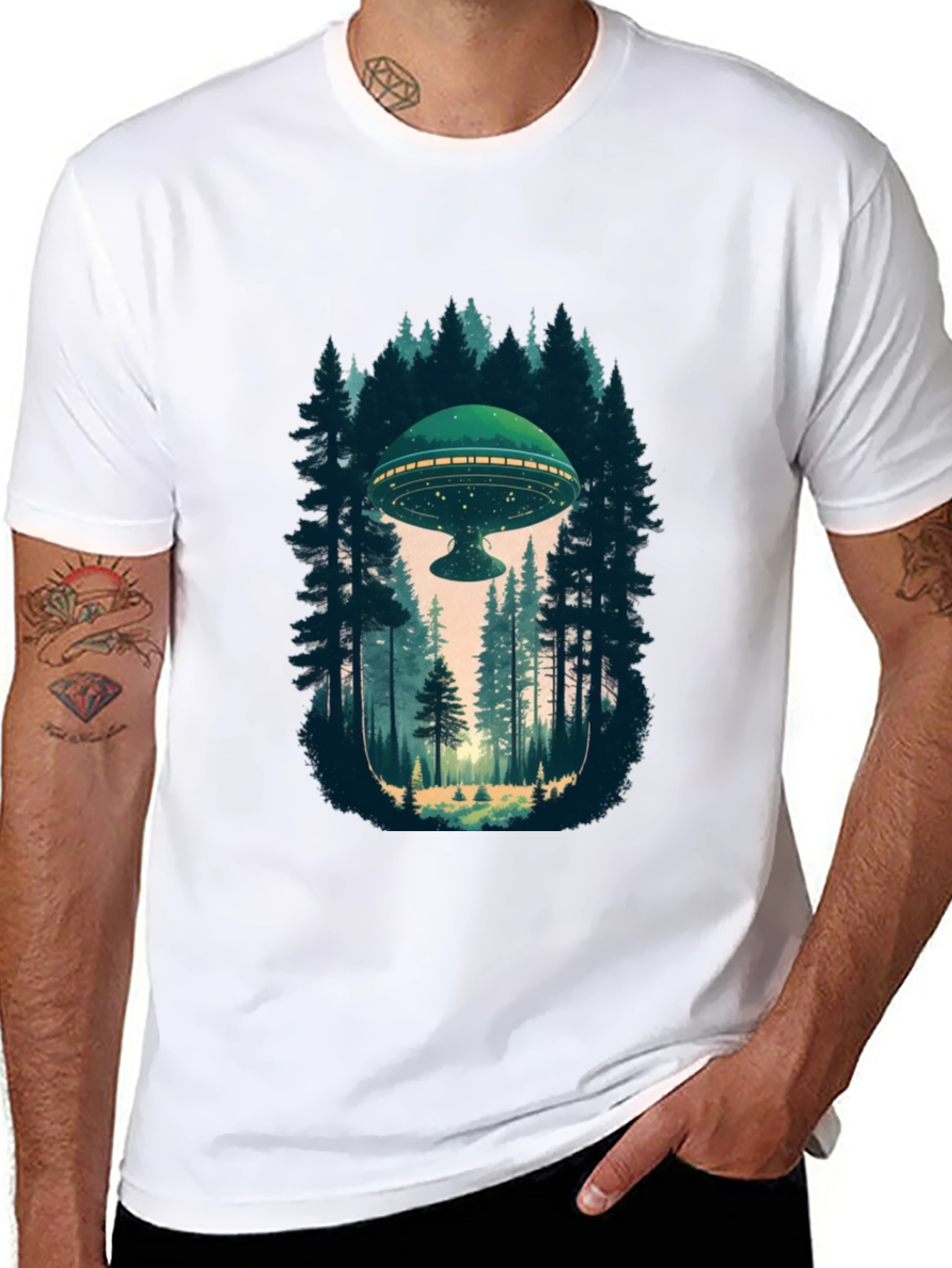 UFO in Forest Graphic Tee