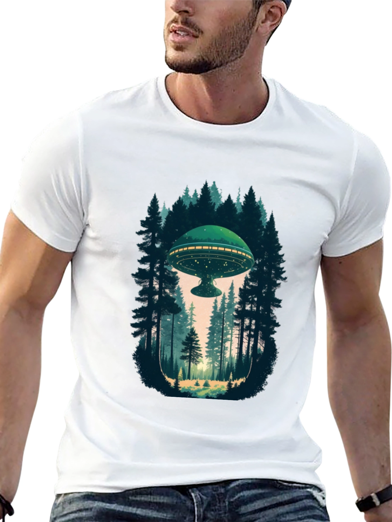 UFO in Forest Graphic Tee