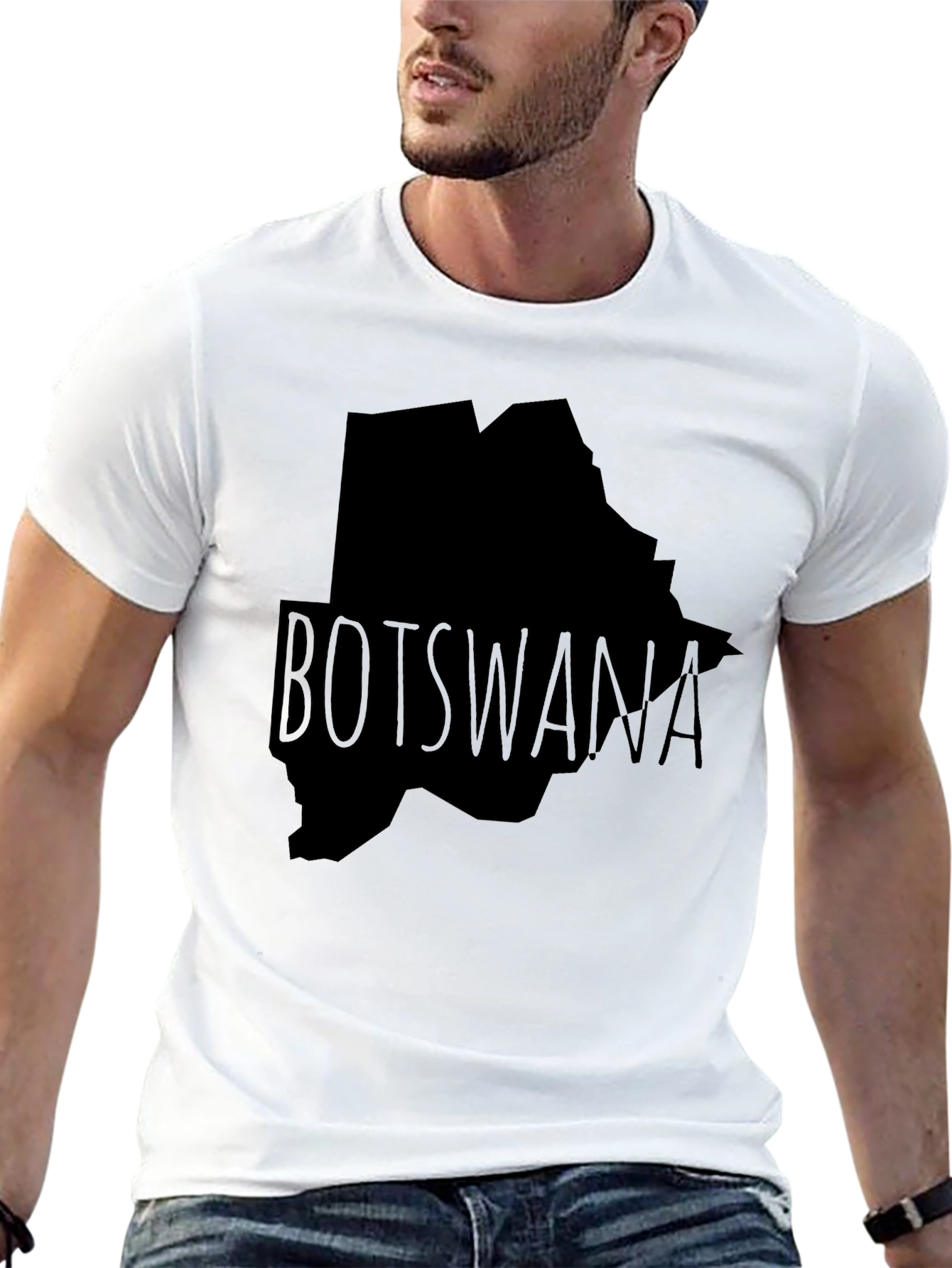 Botswana Map Graphic T-Shirt - Black
