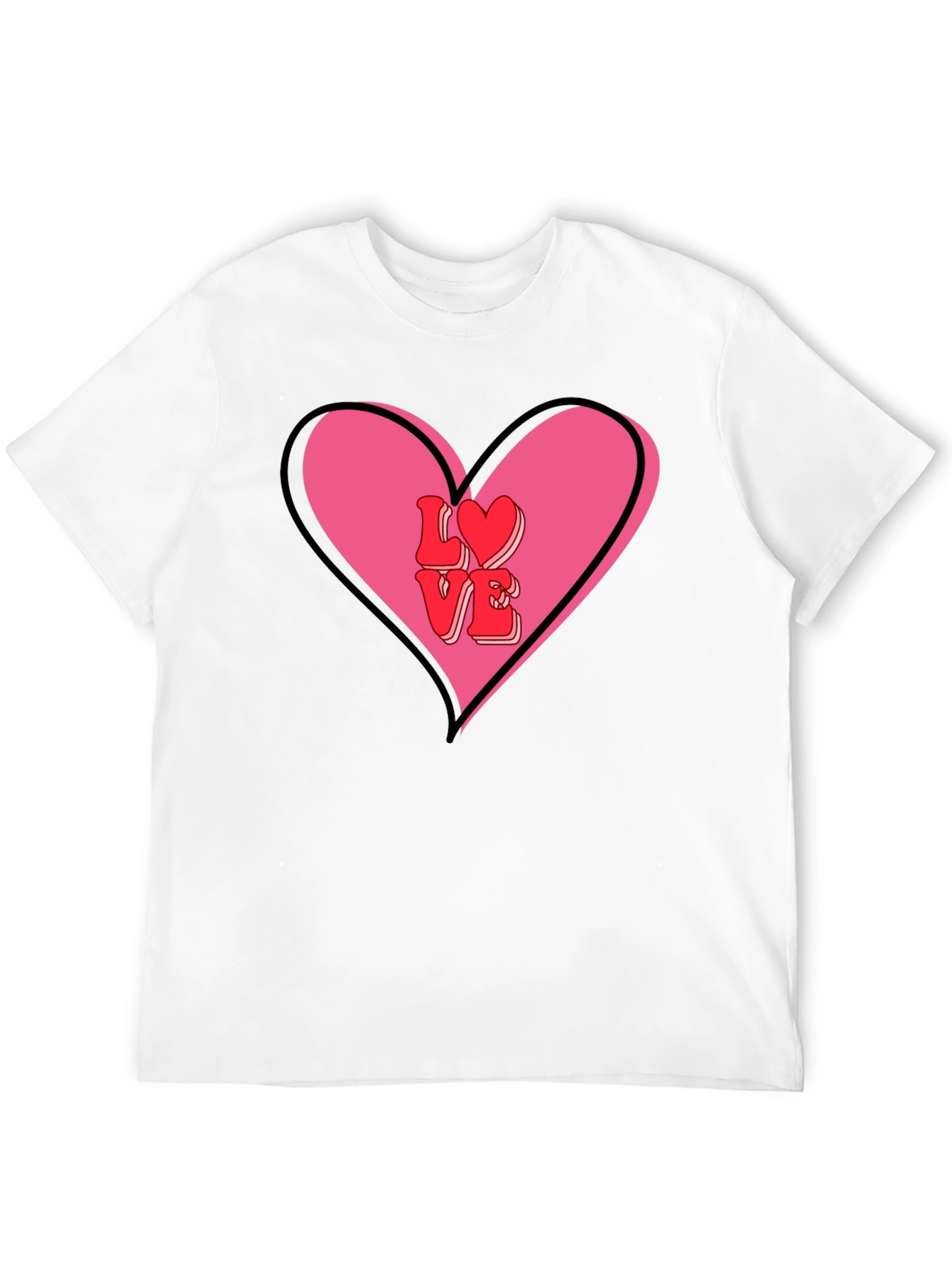 Love Heart Valentines Graphic Tee - Mens Black T-Shirt