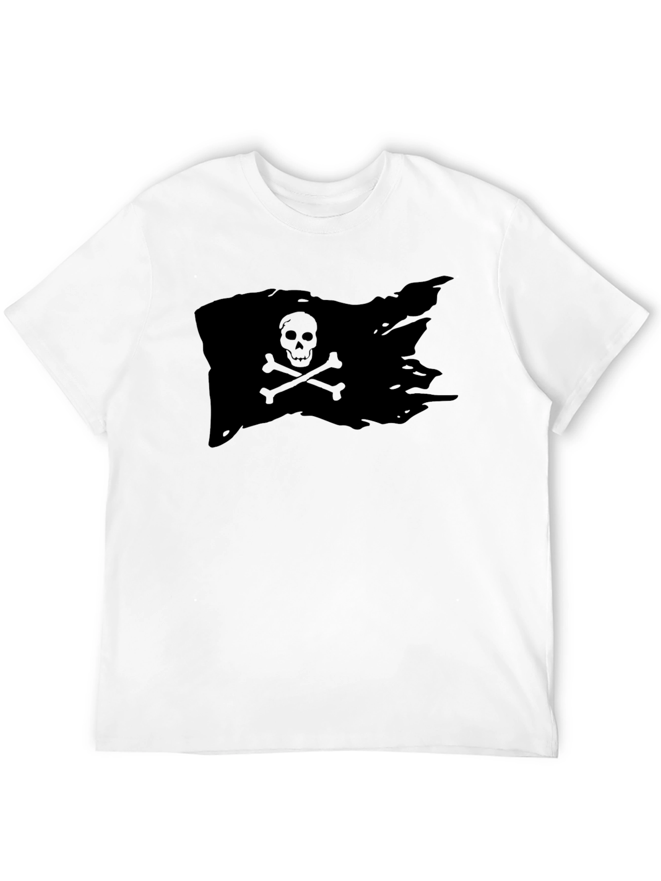 Black Pirate Flag T-Shirt Skull Bones Graphic Tee