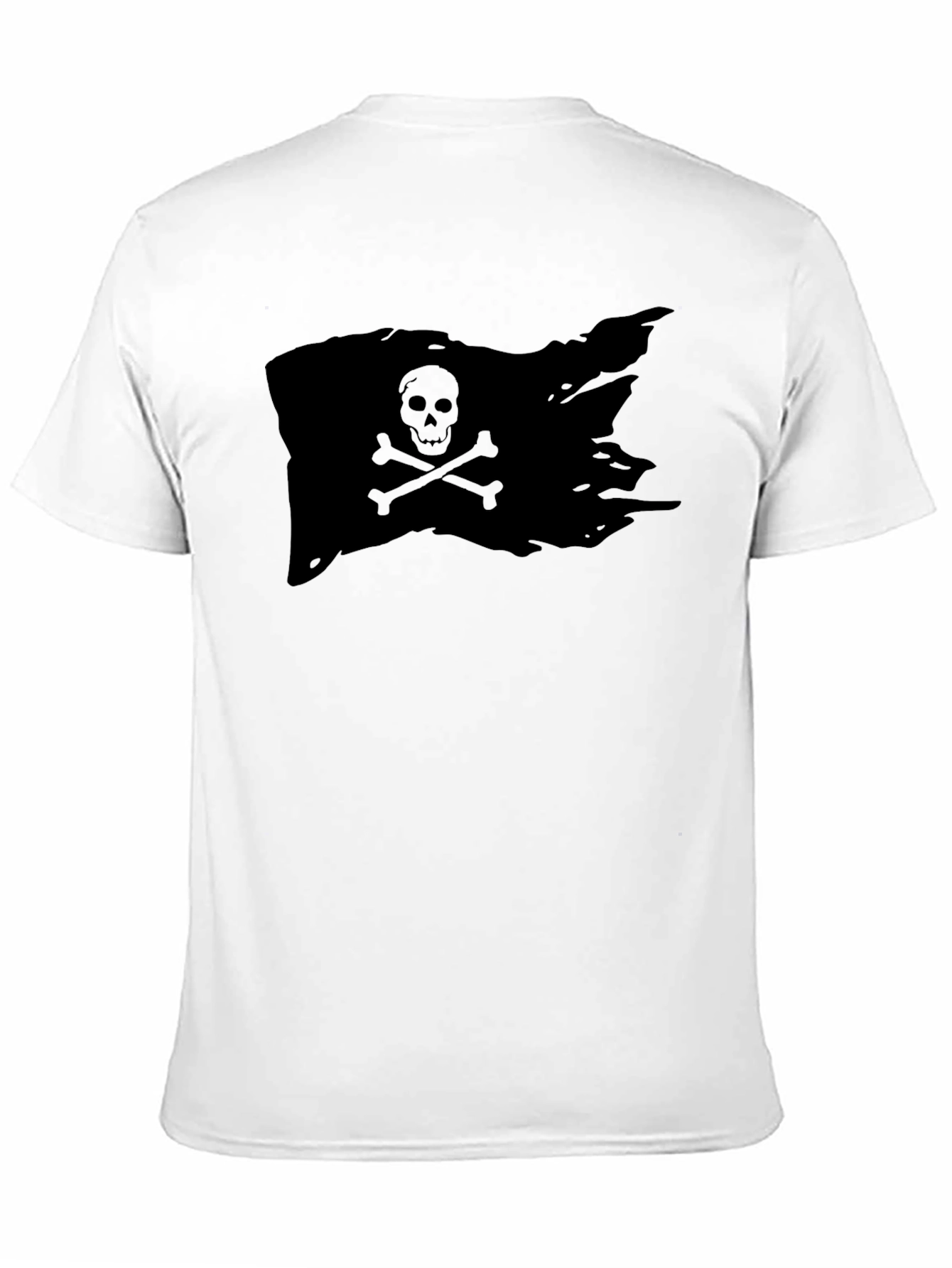 Black Pirate Flag T-Shirt Skull Bones Graphic Tee