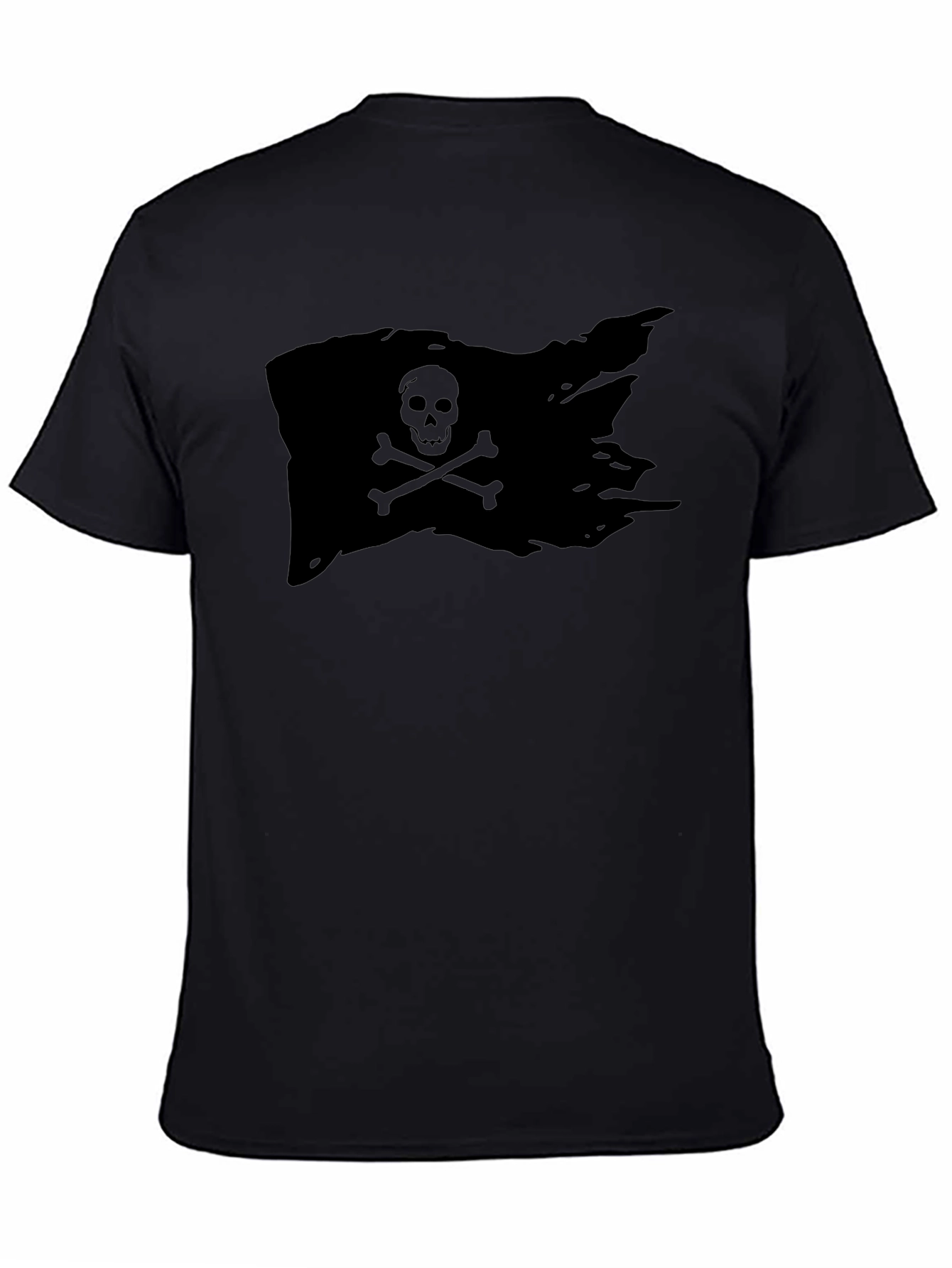 Black Pirate Flag T-Shirt Skull Bones Graphic Tee