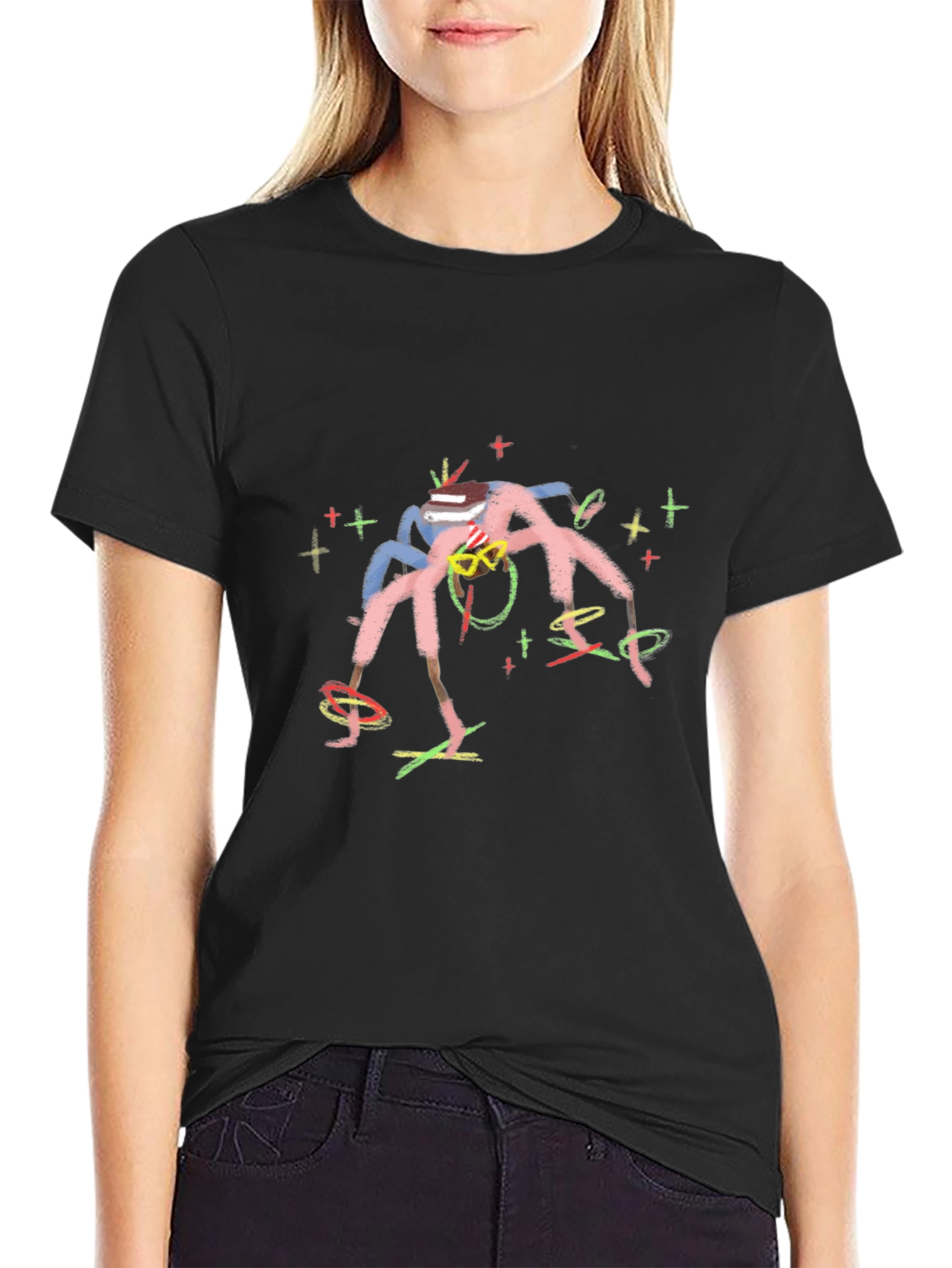 Abstract Art Graphic Print Black T-Shirt