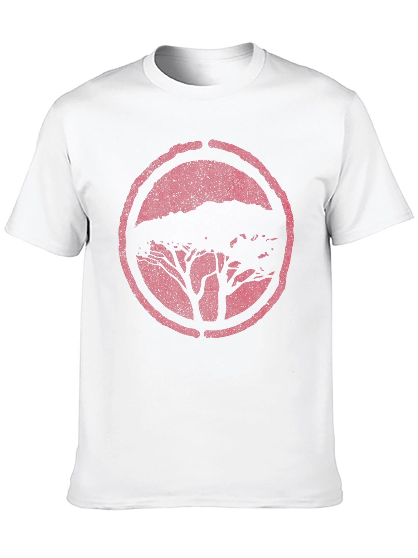 Black T-Shirt with Distressed Tree Circle Graphic
