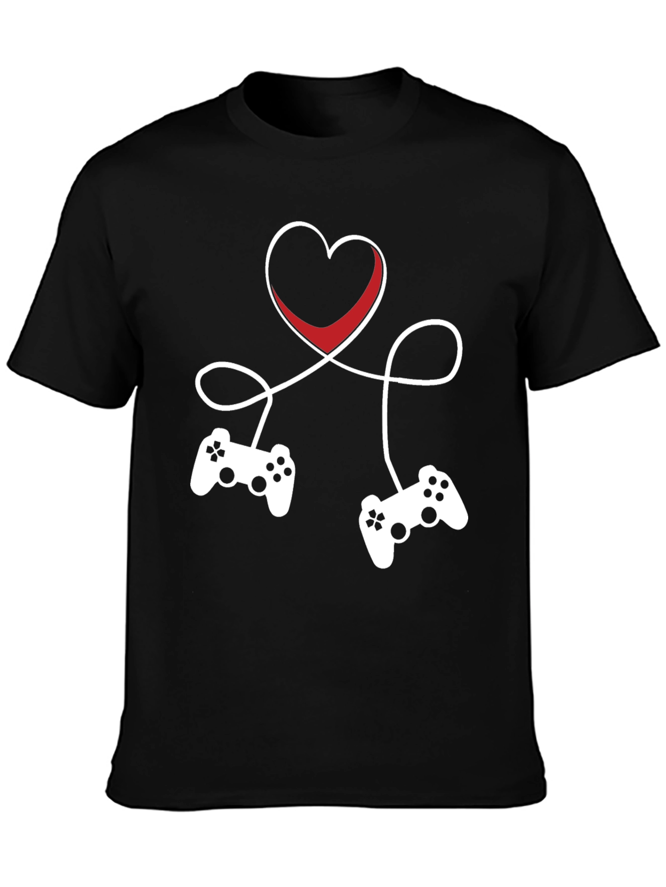 Gamer Love T-Shirt - Heart Connected Controller Design