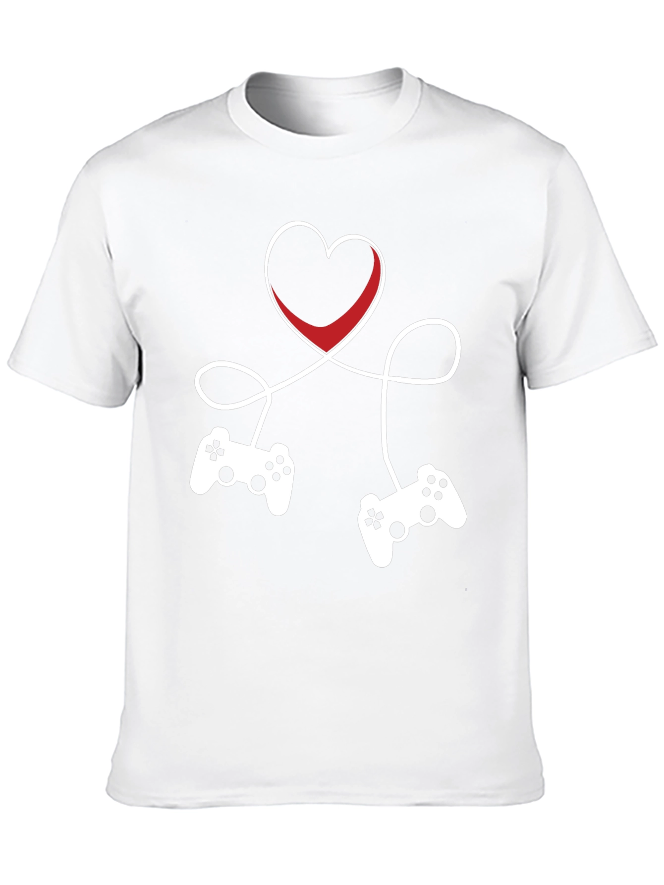 Gamer Love T-Shirt - Heart Connected Controller Design