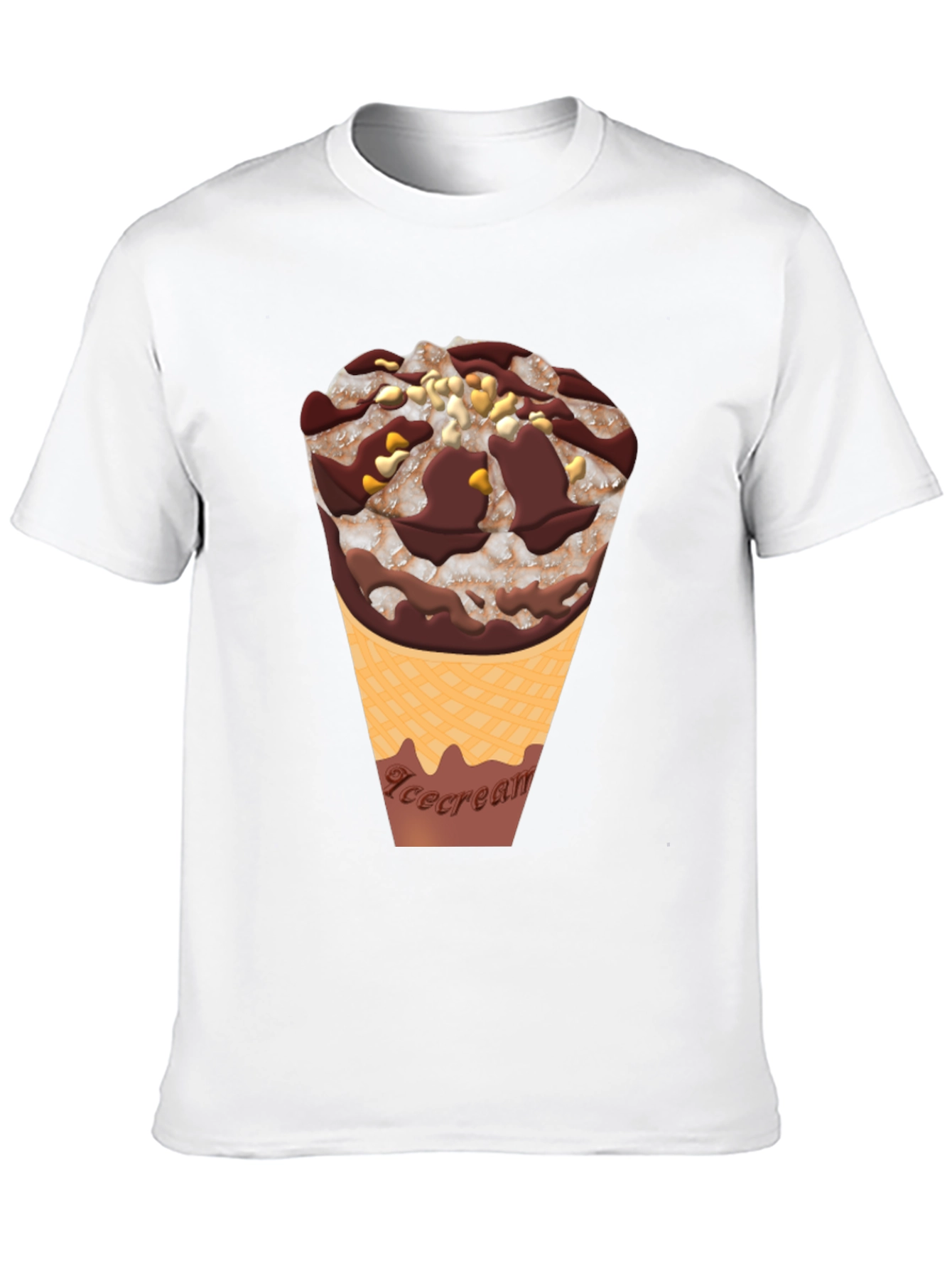 Ice Cream Cone Graphic Tee - Black Cotton Blend