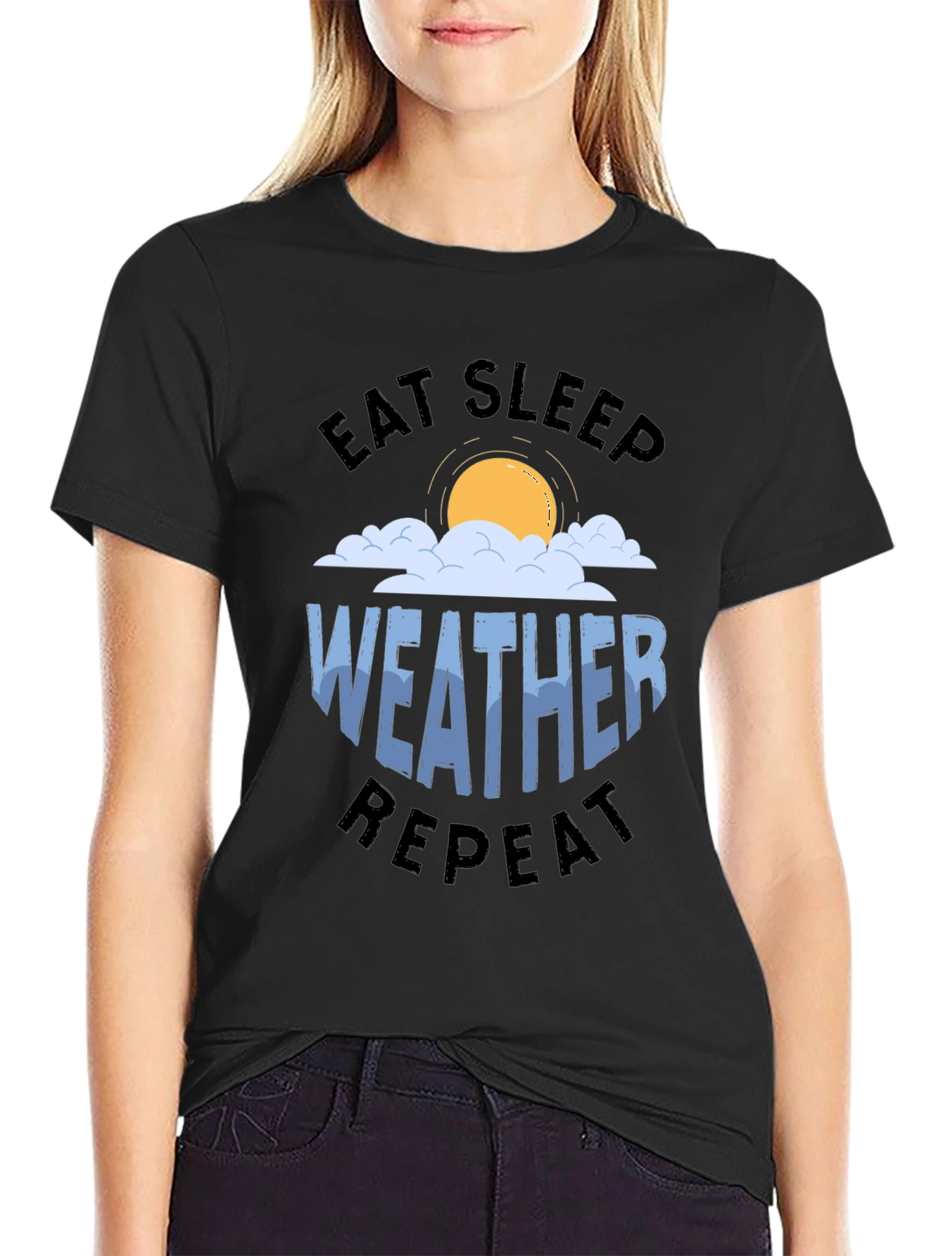 Eat Sleep Weather Repeat Graphic Tee