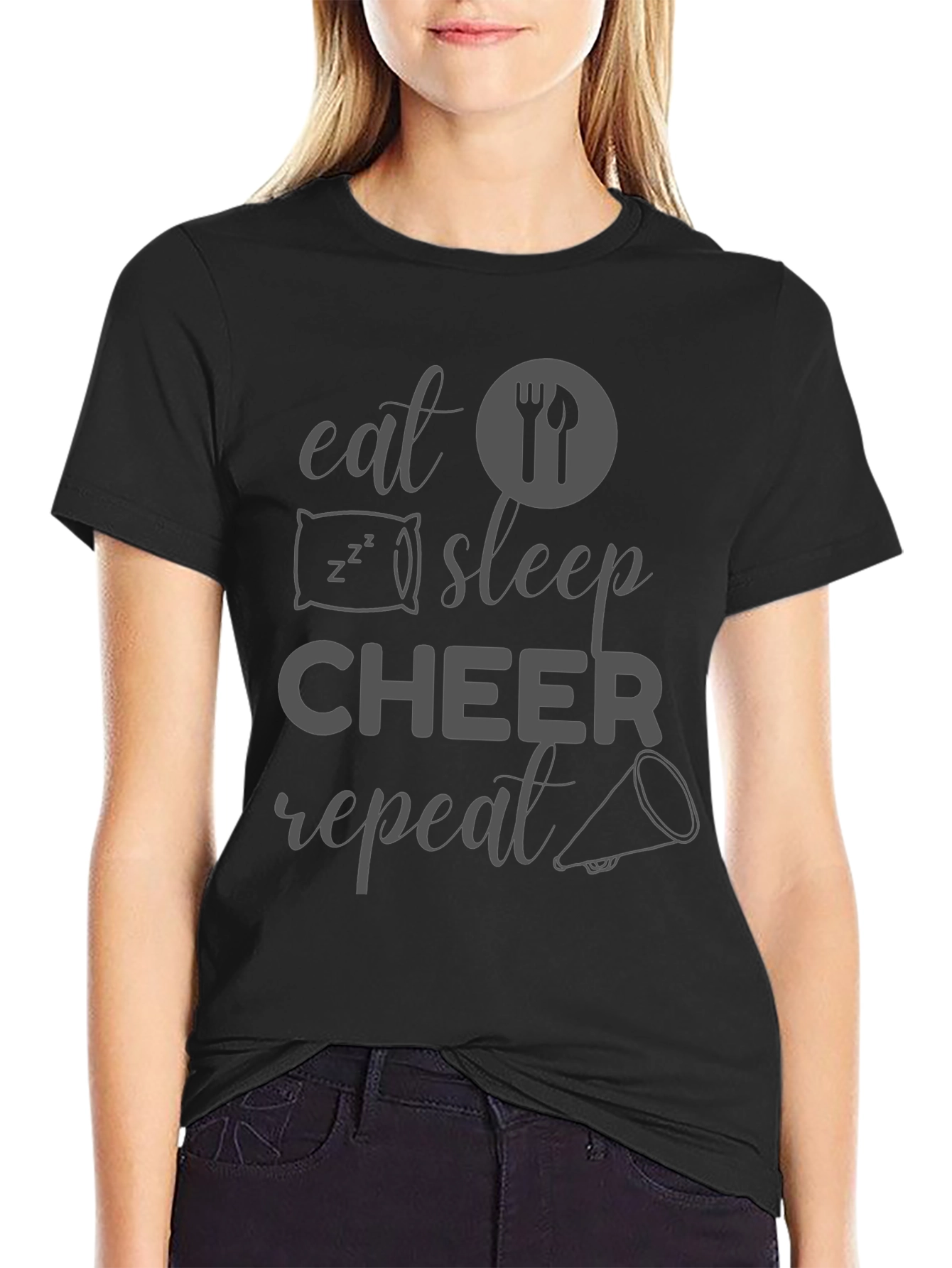 Eat Sleep Cheer Repeat Graphic T-Shirt