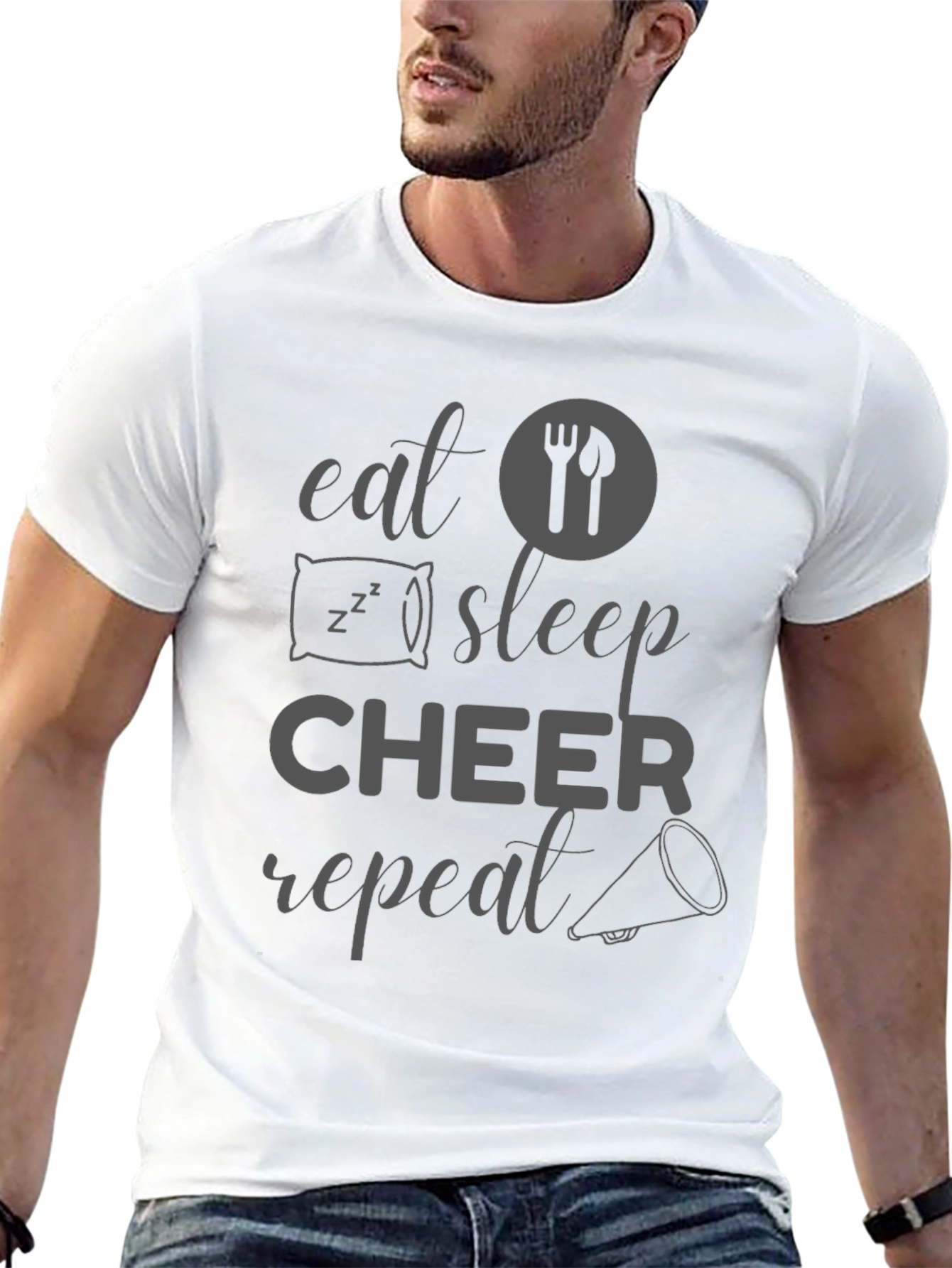 Eat Sleep Cheer Repeat Graphic T-Shirt