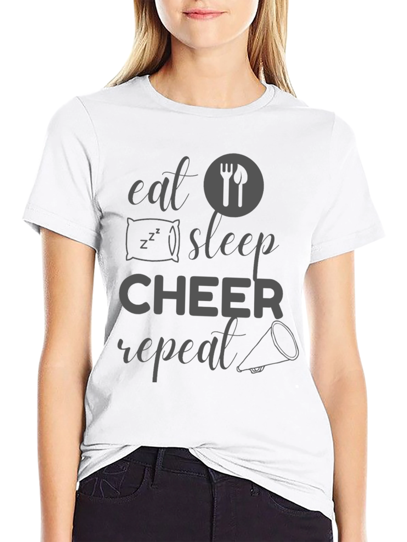 Eat Sleep Cheer Repeat Graphic T-Shirt