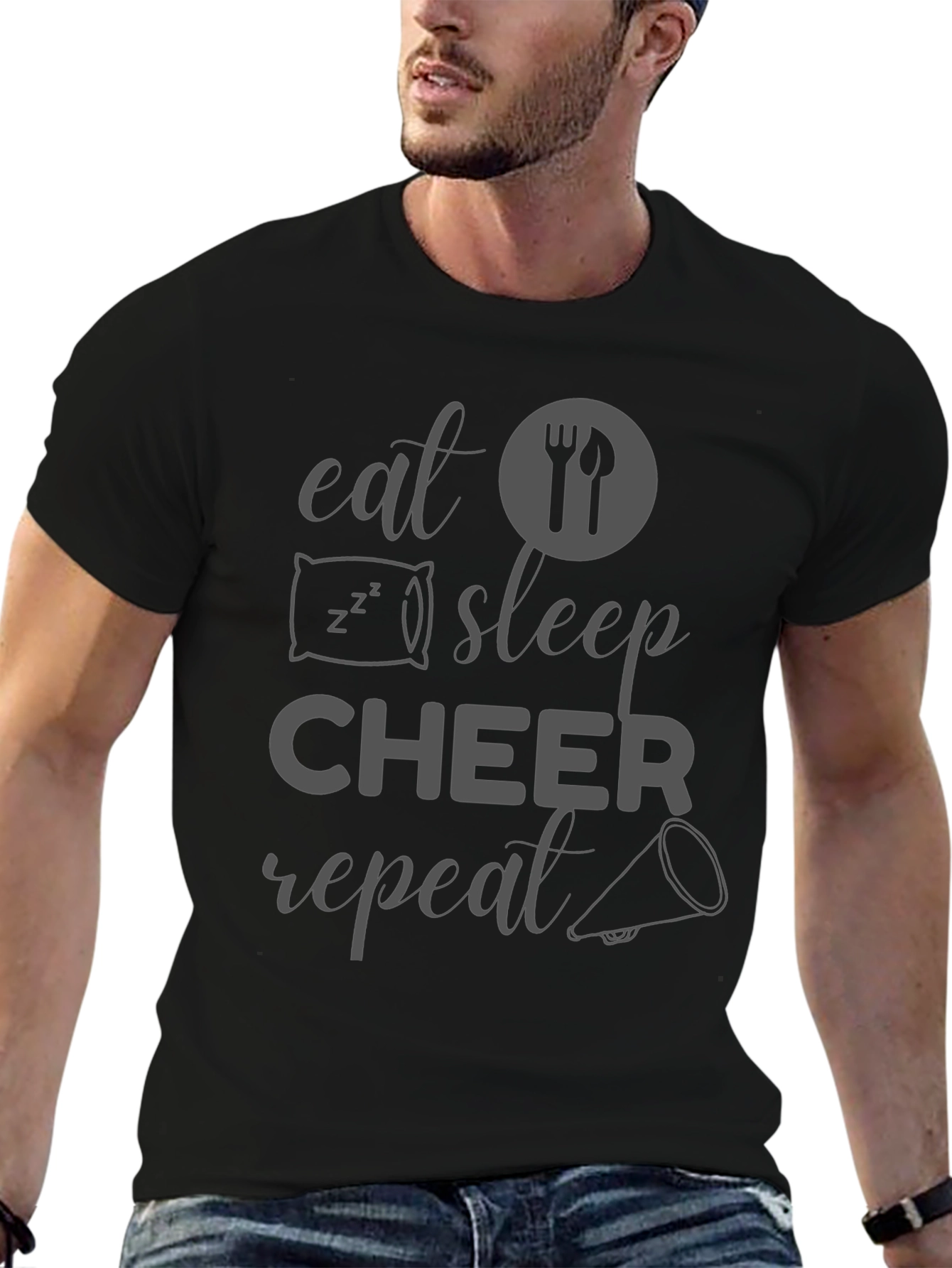 Eat Sleep Cheer Repeat Graphic T-Shirt