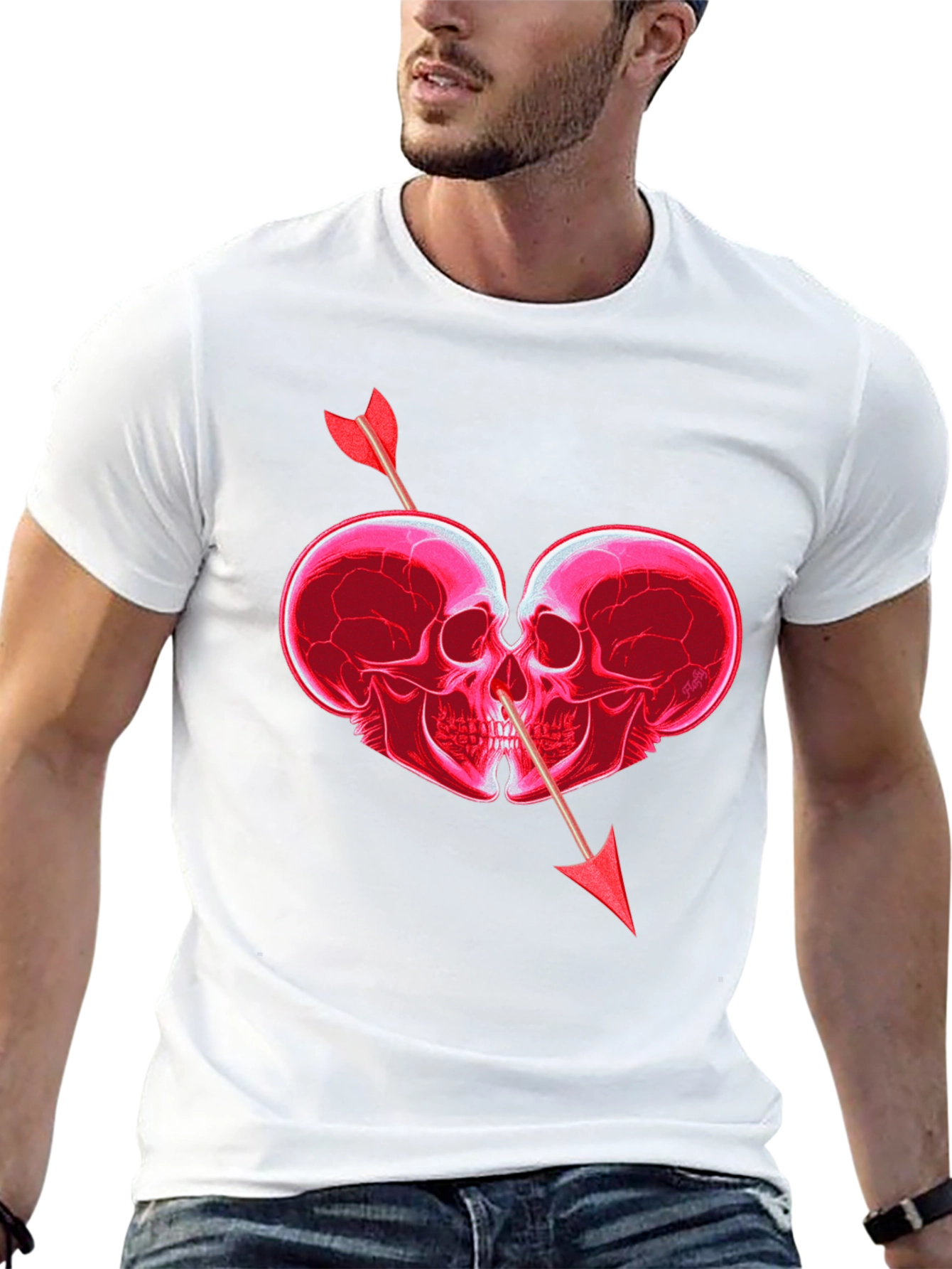 Skull Heart Arrow Graphic T-Shirt