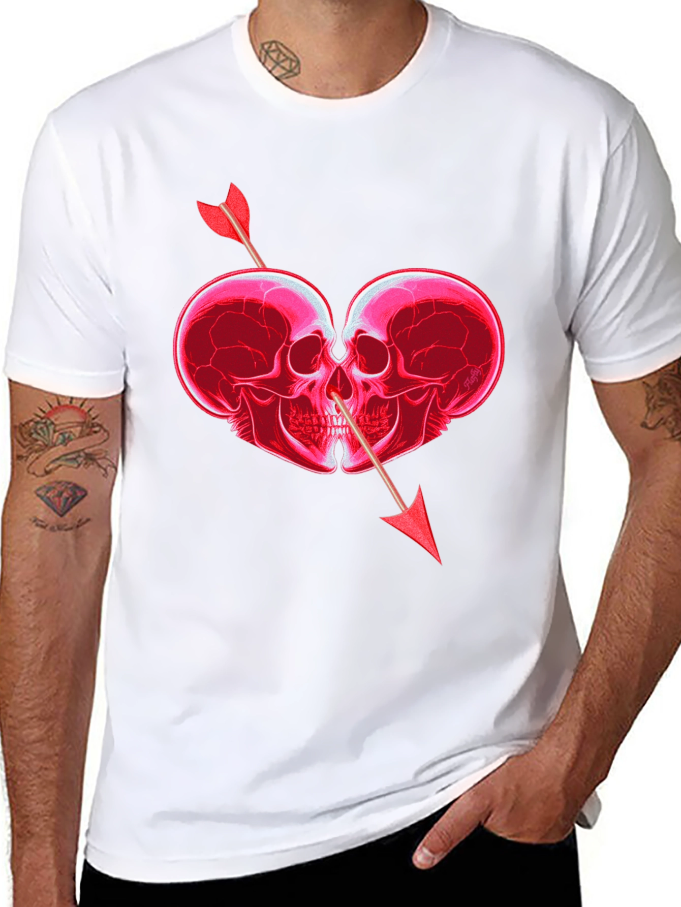 Skull Heart Arrow Graphic T-Shirt