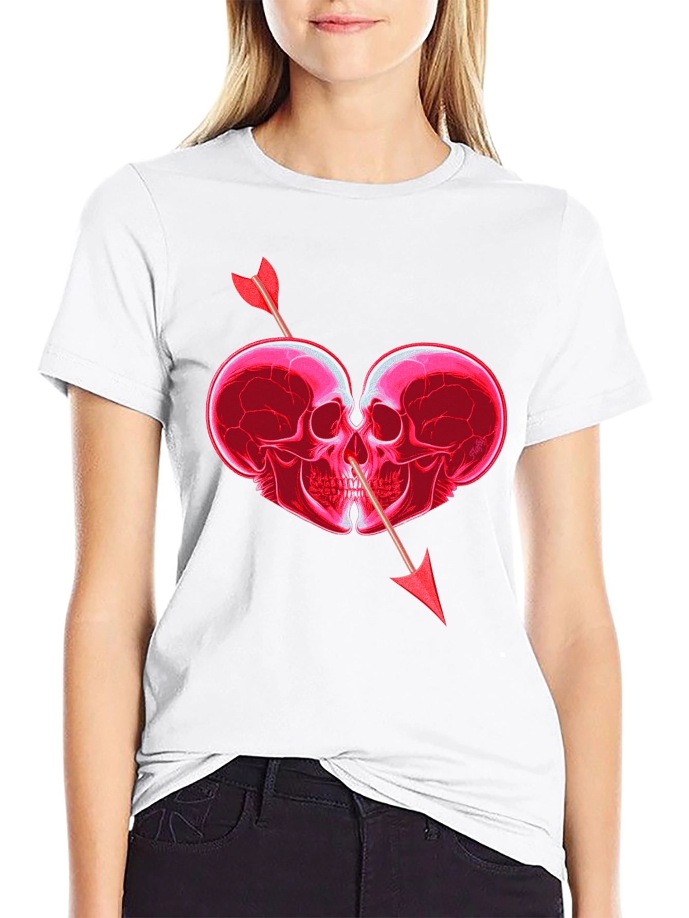 Skull Heart Arrow Graphic T-Shirt