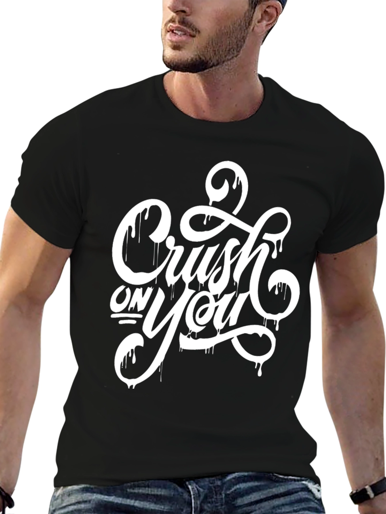 Crush On You Black Graphic T-Shirt for Men
