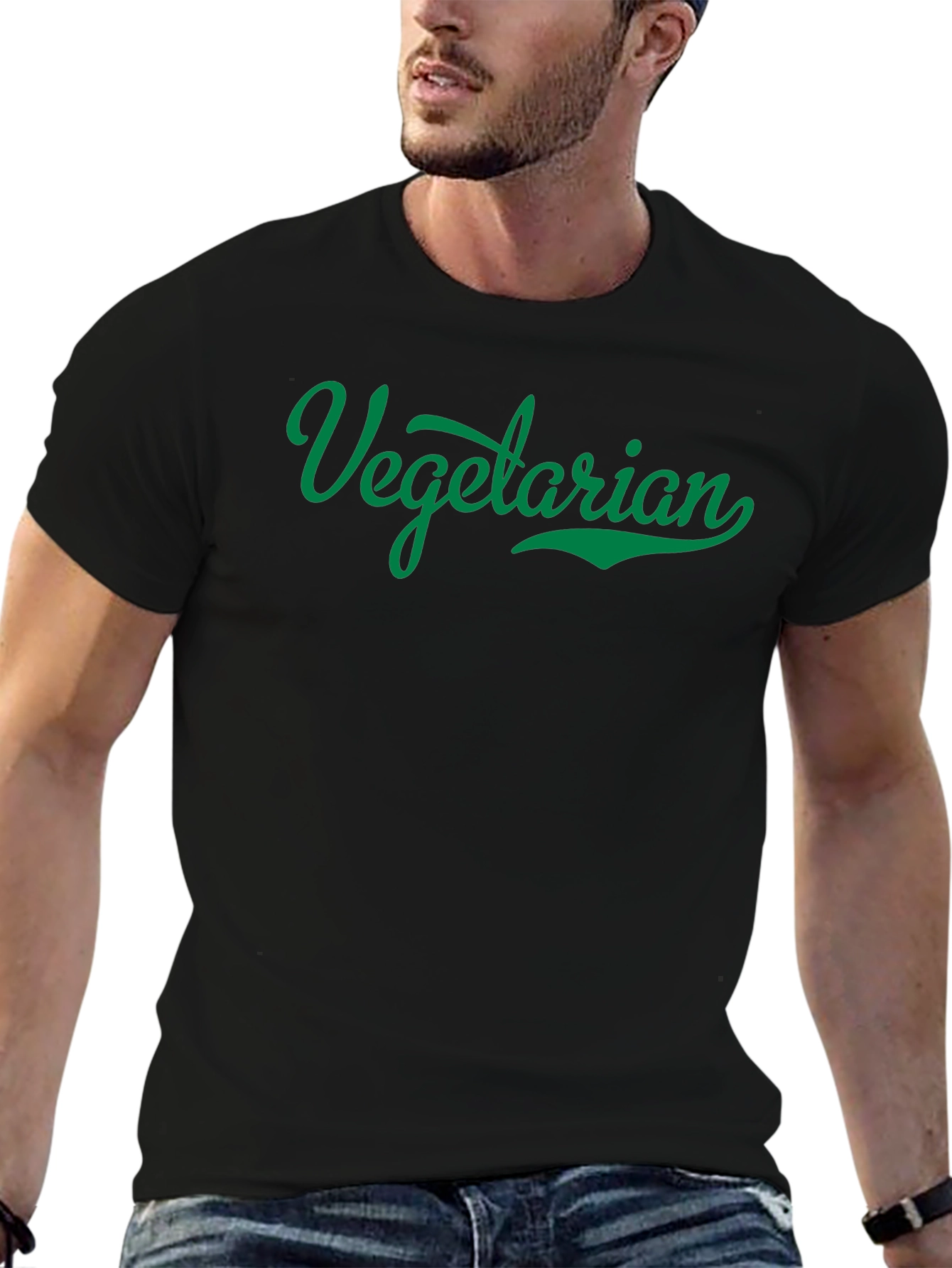 Vegetarian Graphic T-Shirt - Black