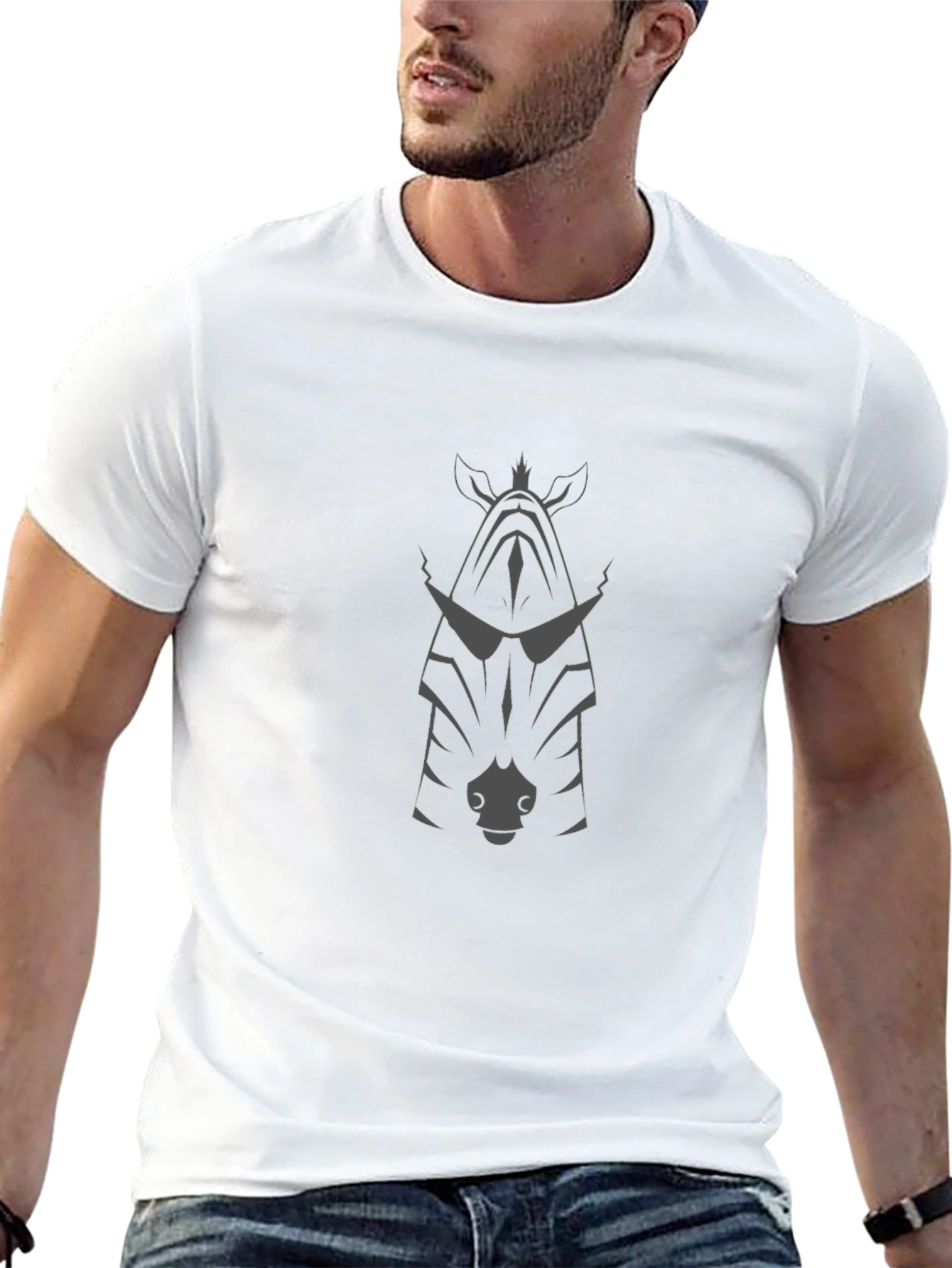 Cool Zebra Graphic Tee - Black Cotton Blend T-Shirt