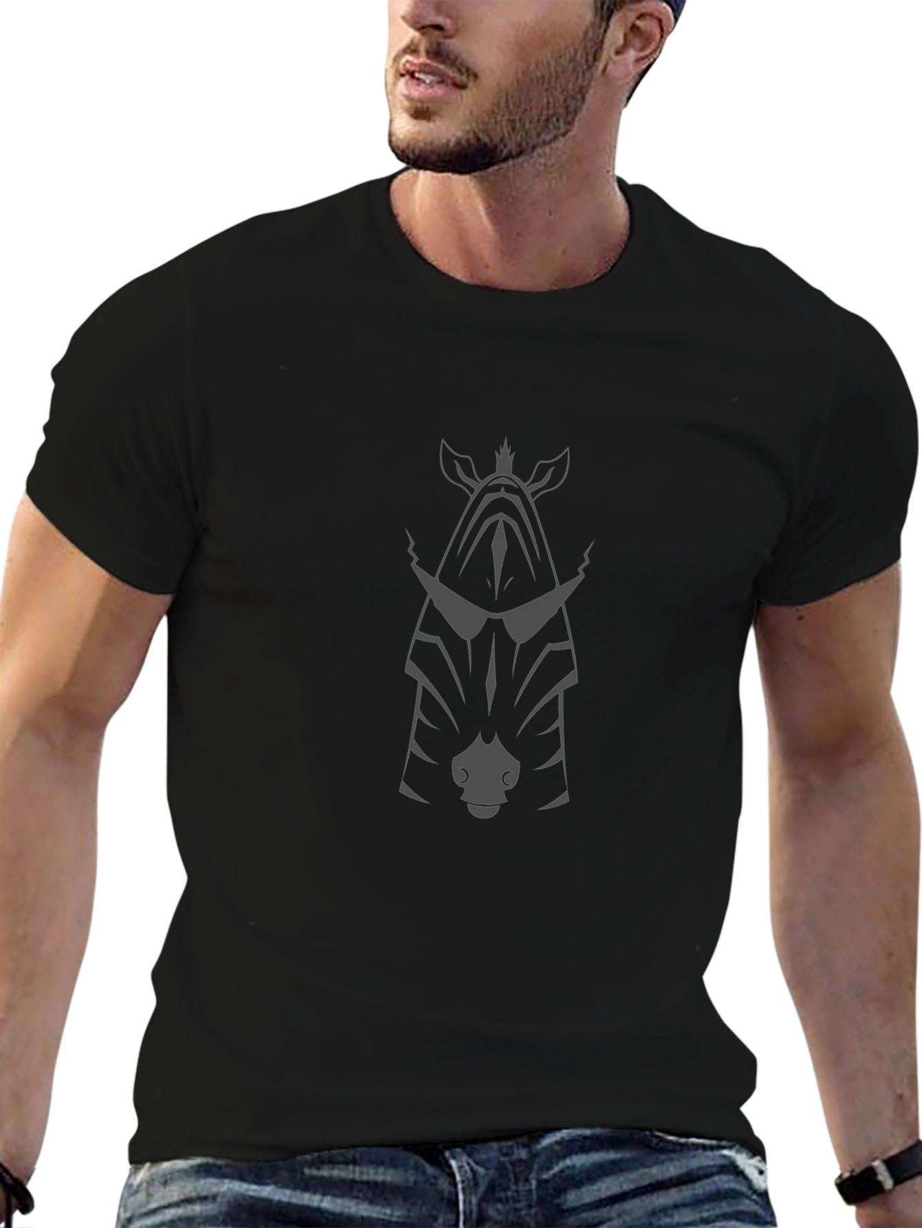 Cool Zebra Graphic Tee - Black Cotton Blend T-Shirt