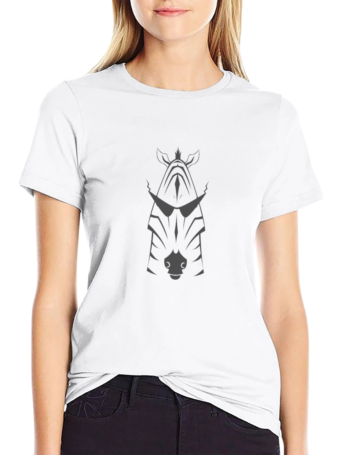 Cool Zebra Graphic Tee - Black Cotton Blend T-Shirt
