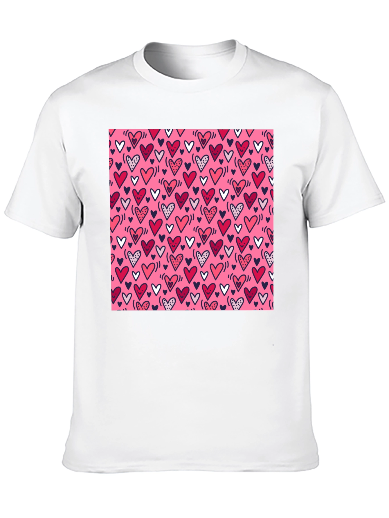 Heart Print Tee - Black Crew Neck T-Shirt