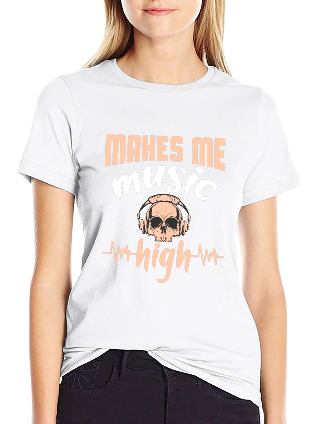 Music Makes Me High Black Graphic Tee