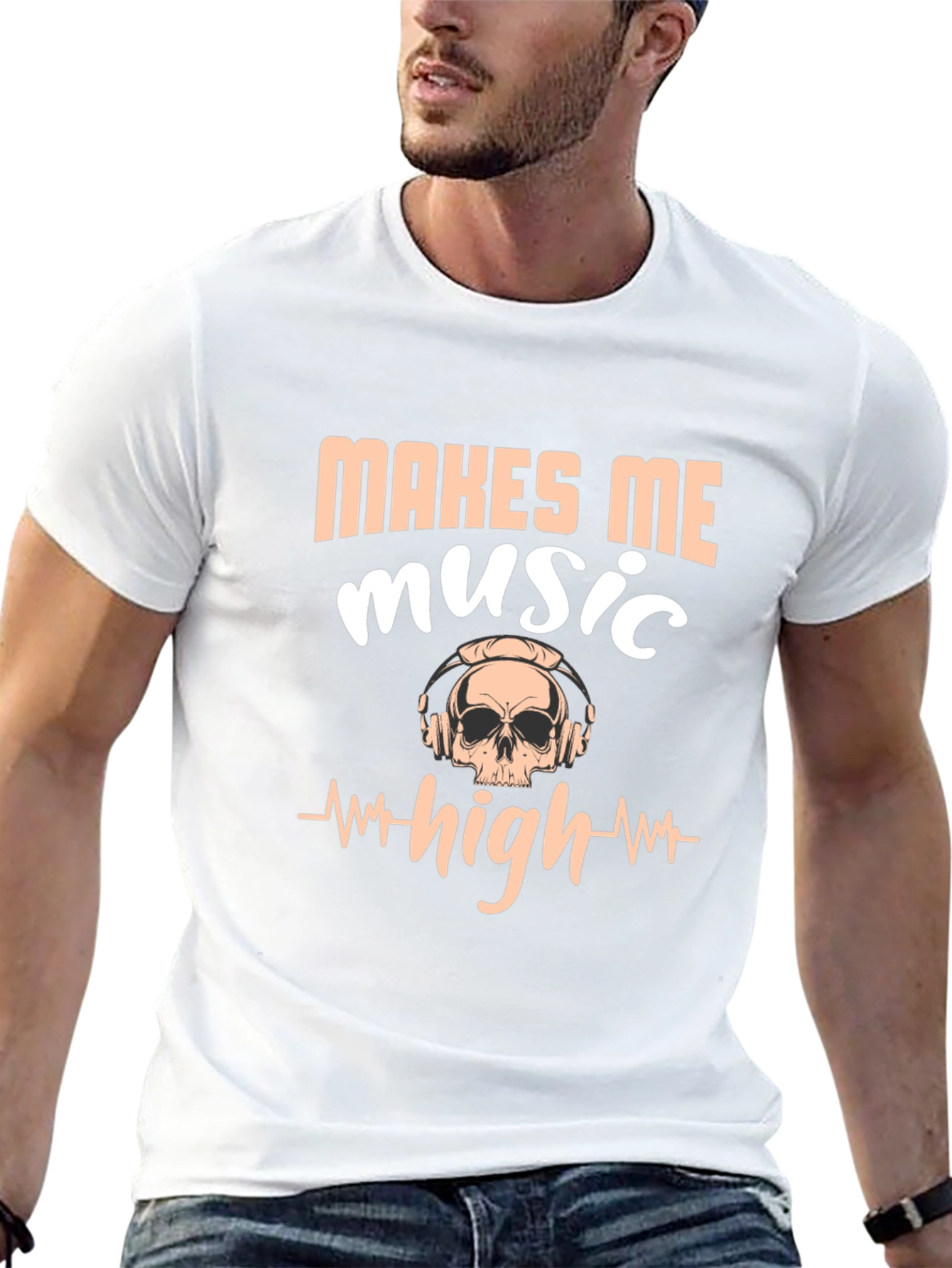 Music Makes Me High Black Graphic Tee
