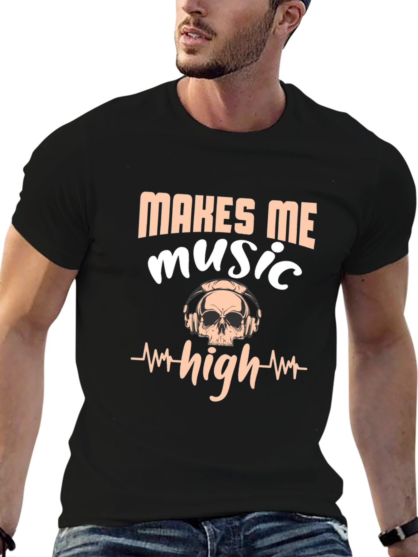 Music Makes Me High Black Graphic Tee