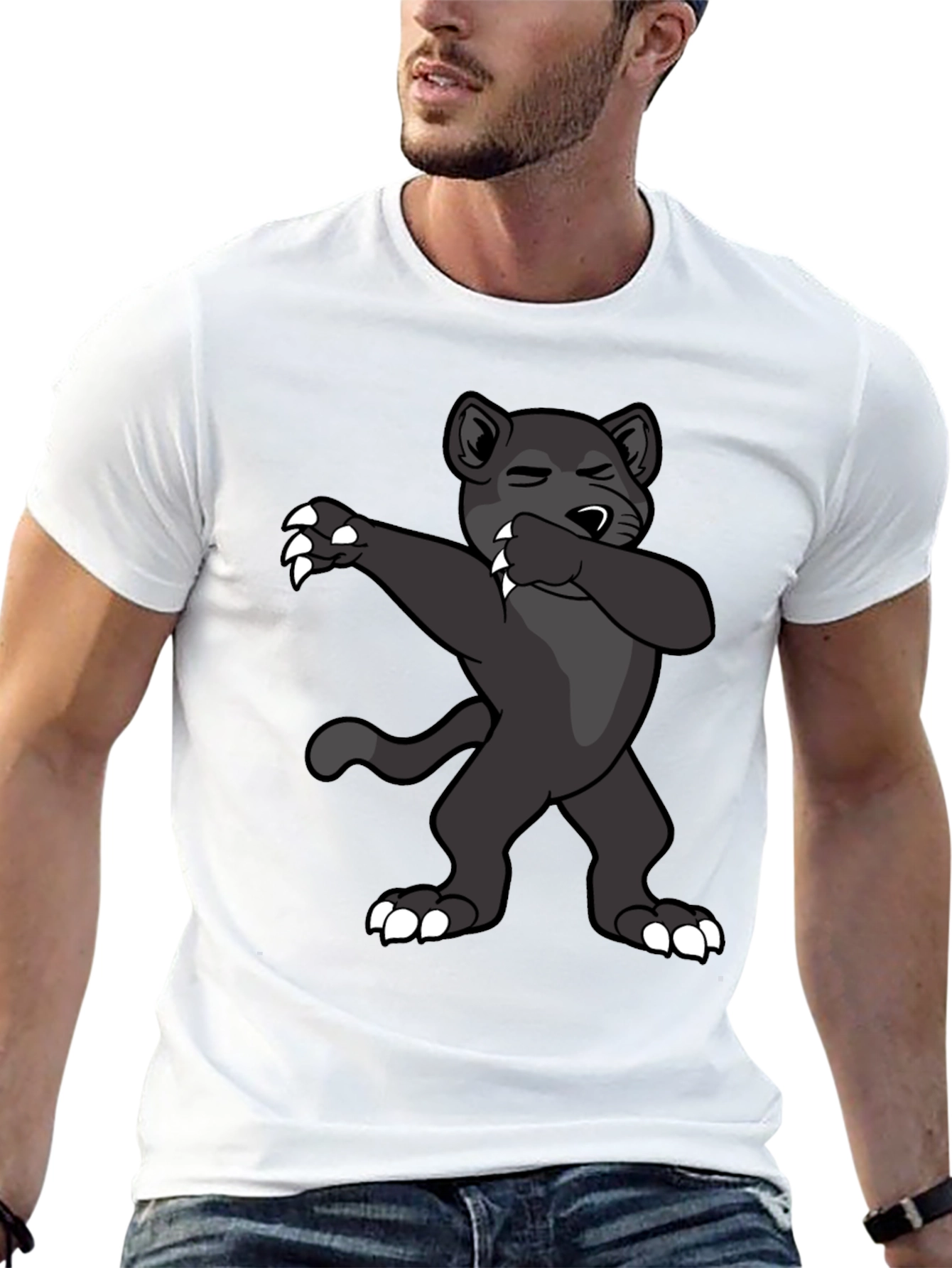 Dabbing Panther Graphic Tee - Mens Black T-Shirt