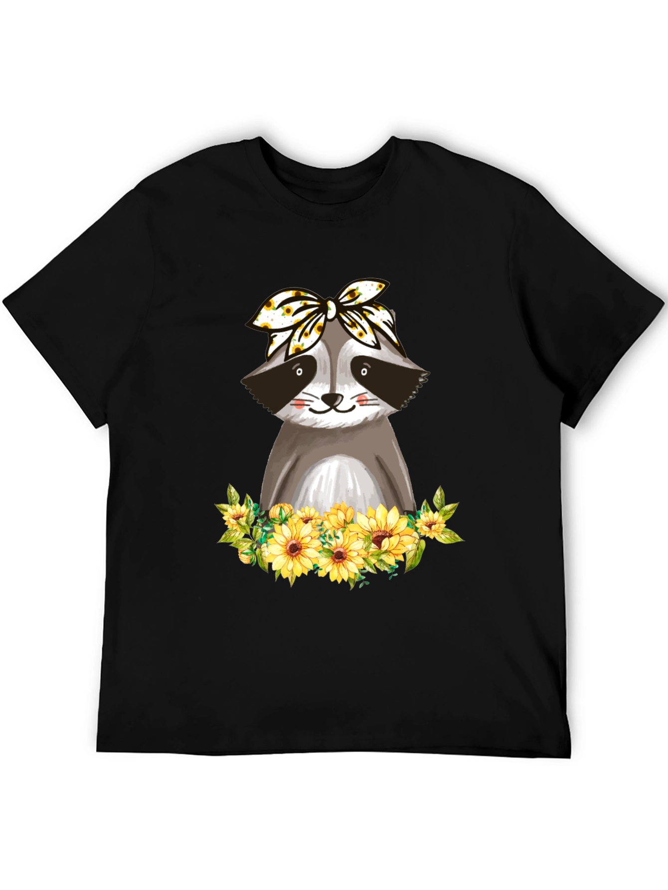 Raccoon Sunflower Bandana Graphic T-Shirt
