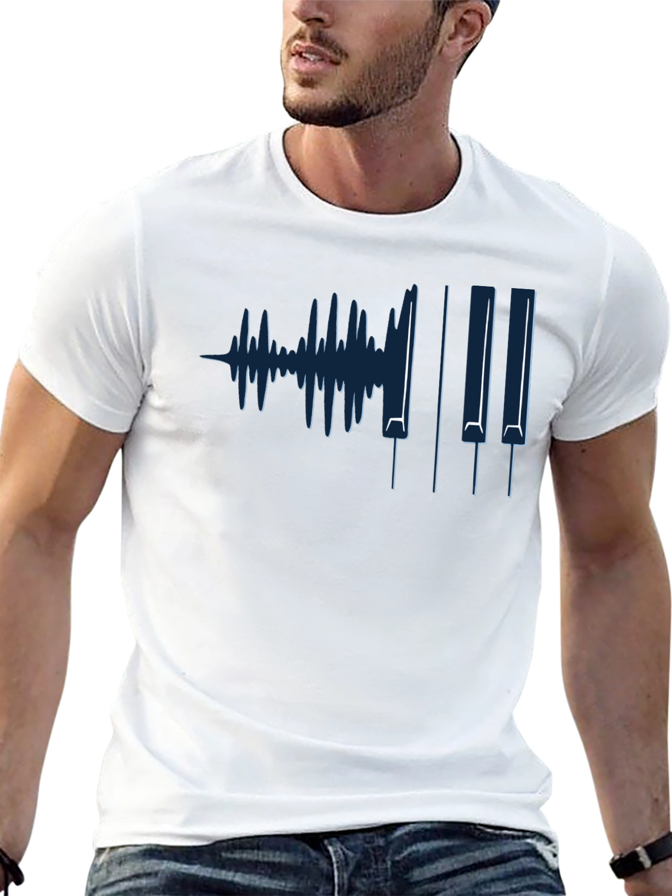 Music Waveform Piano Keys Graphic Tee