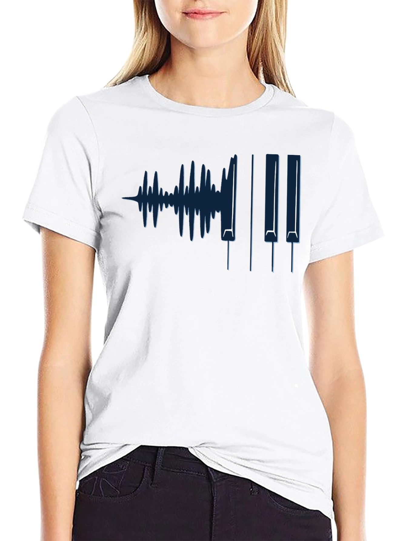 Music Waveform Piano Keys Graphic Tee