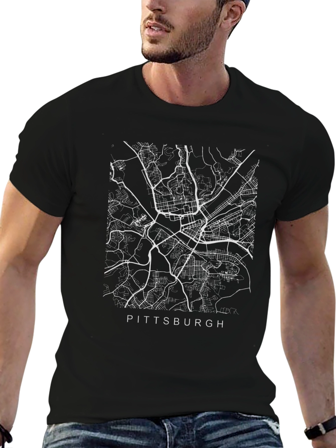 Pittsburgh Map Tee - City Streets Design