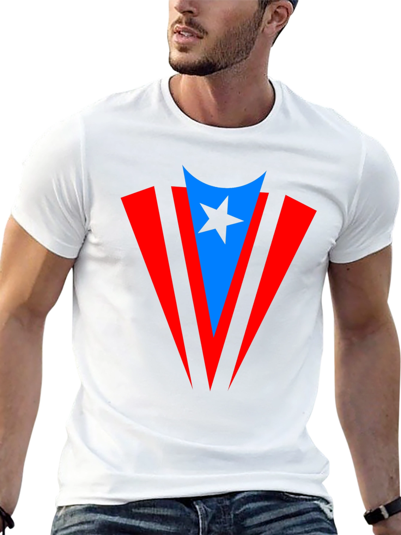 Puerto Rico Flag Inspired Star T-Shirt