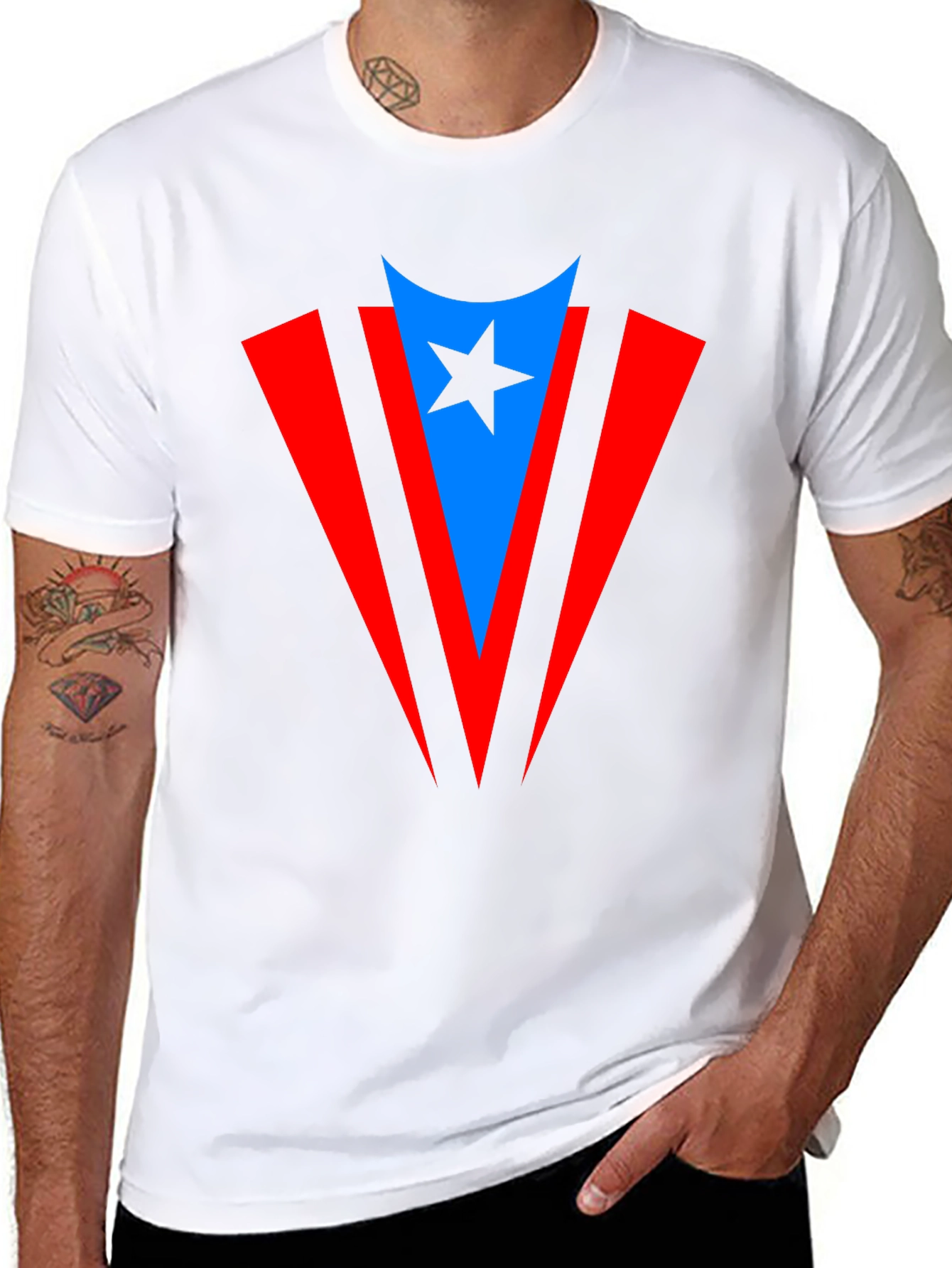 Puerto Rico Flag Inspired Star T-Shirt
