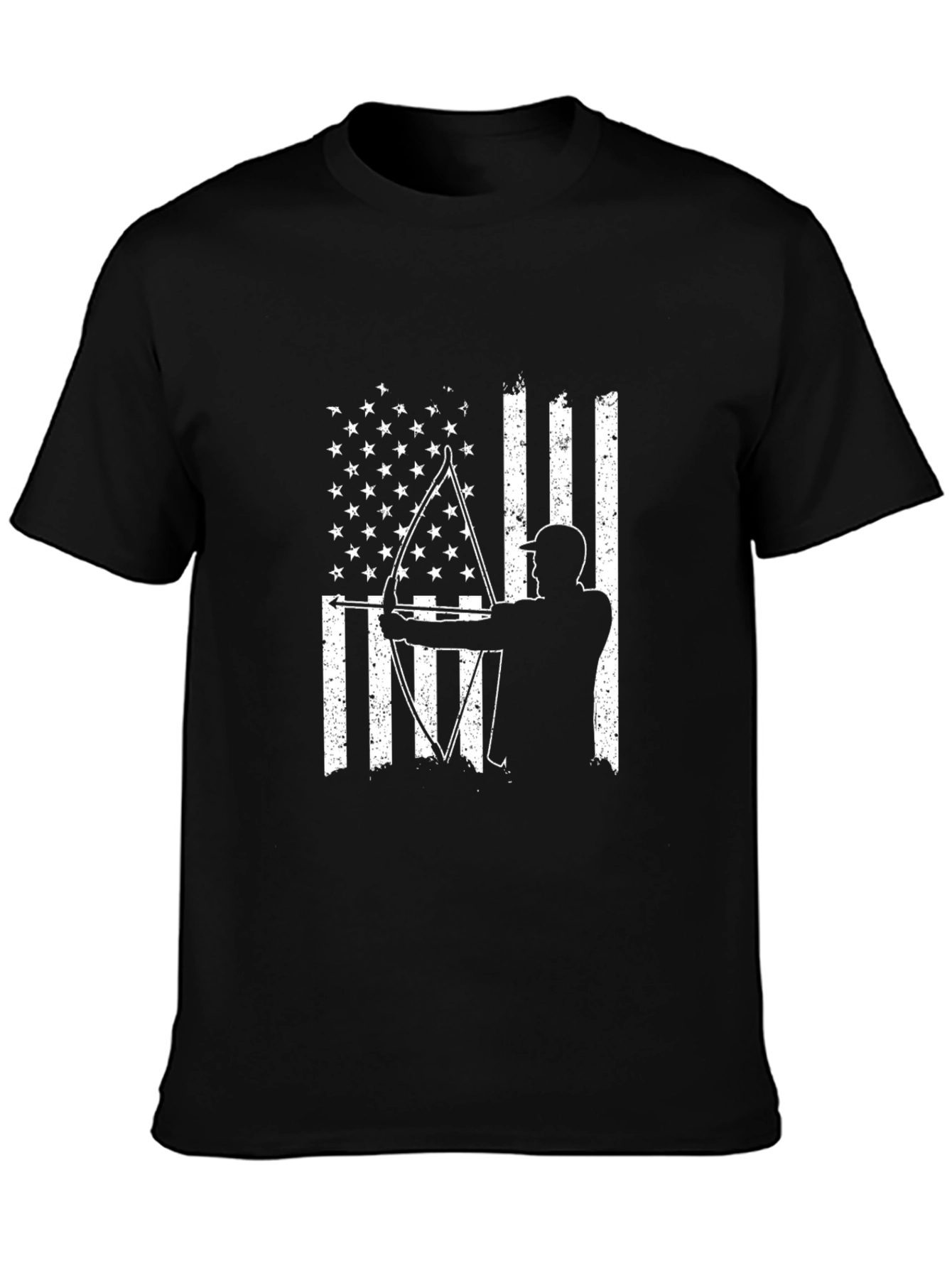 Archery American Flag Mens Black T-Shirt