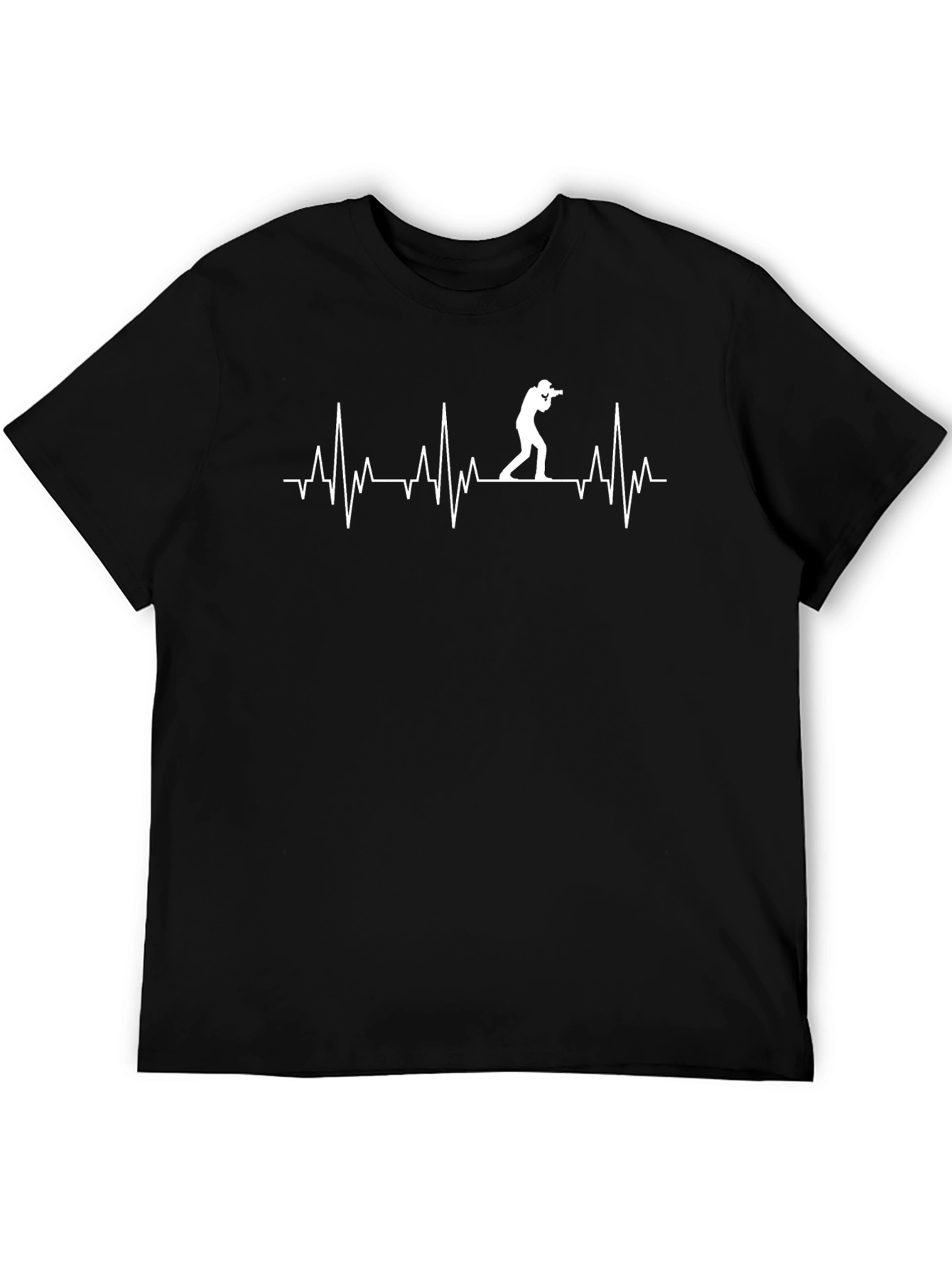 Photographer Heartbeat T-Shirt - Black Cotton Tee