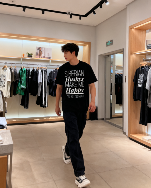 Siberian Huskys Make Me Happy Funny T-Shirt - Unisex Husky Lover Tee for Dog Owners & Enthusiasts