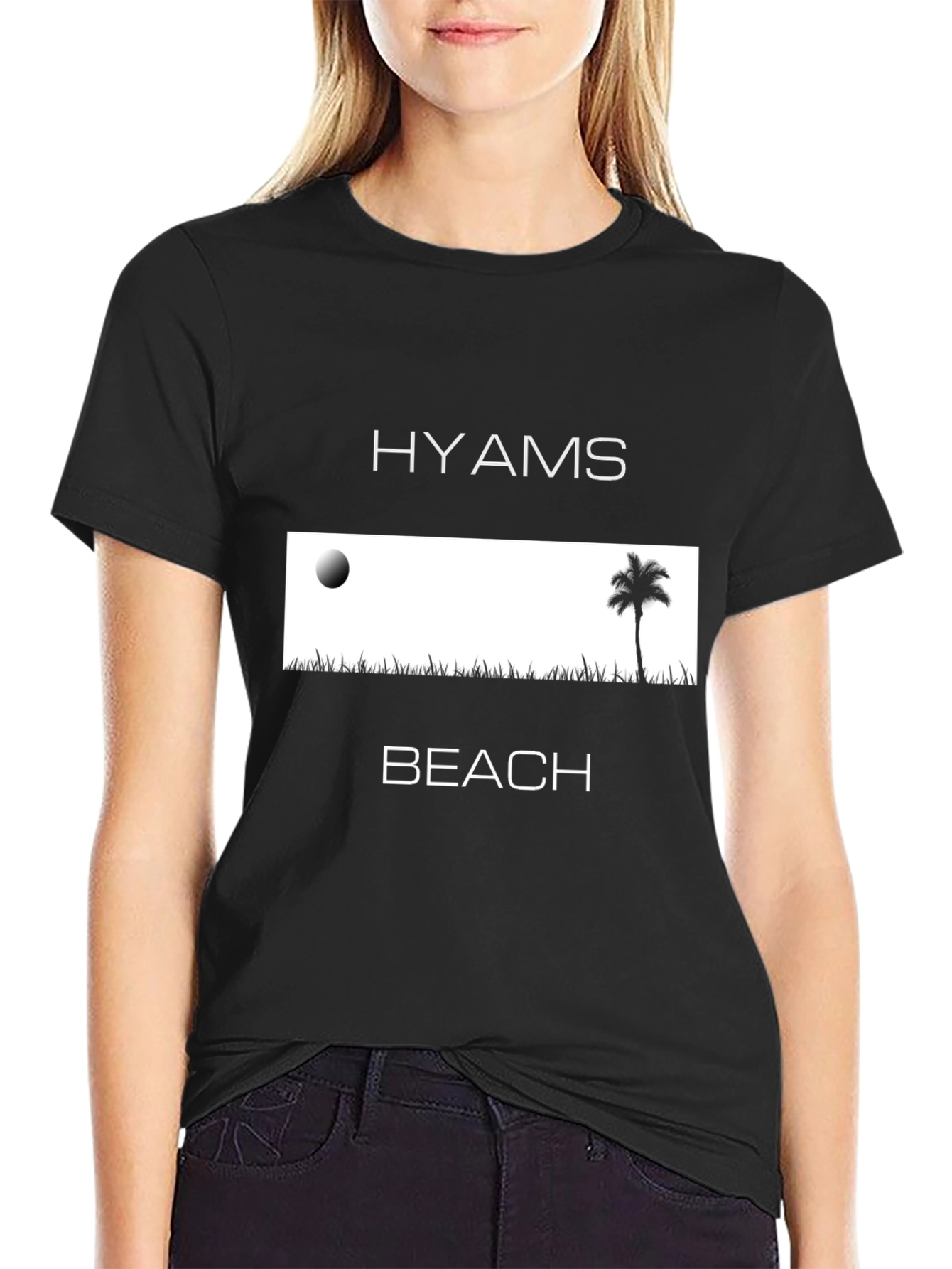 Hyams Beach Graphic Tee - Black Crew Neck