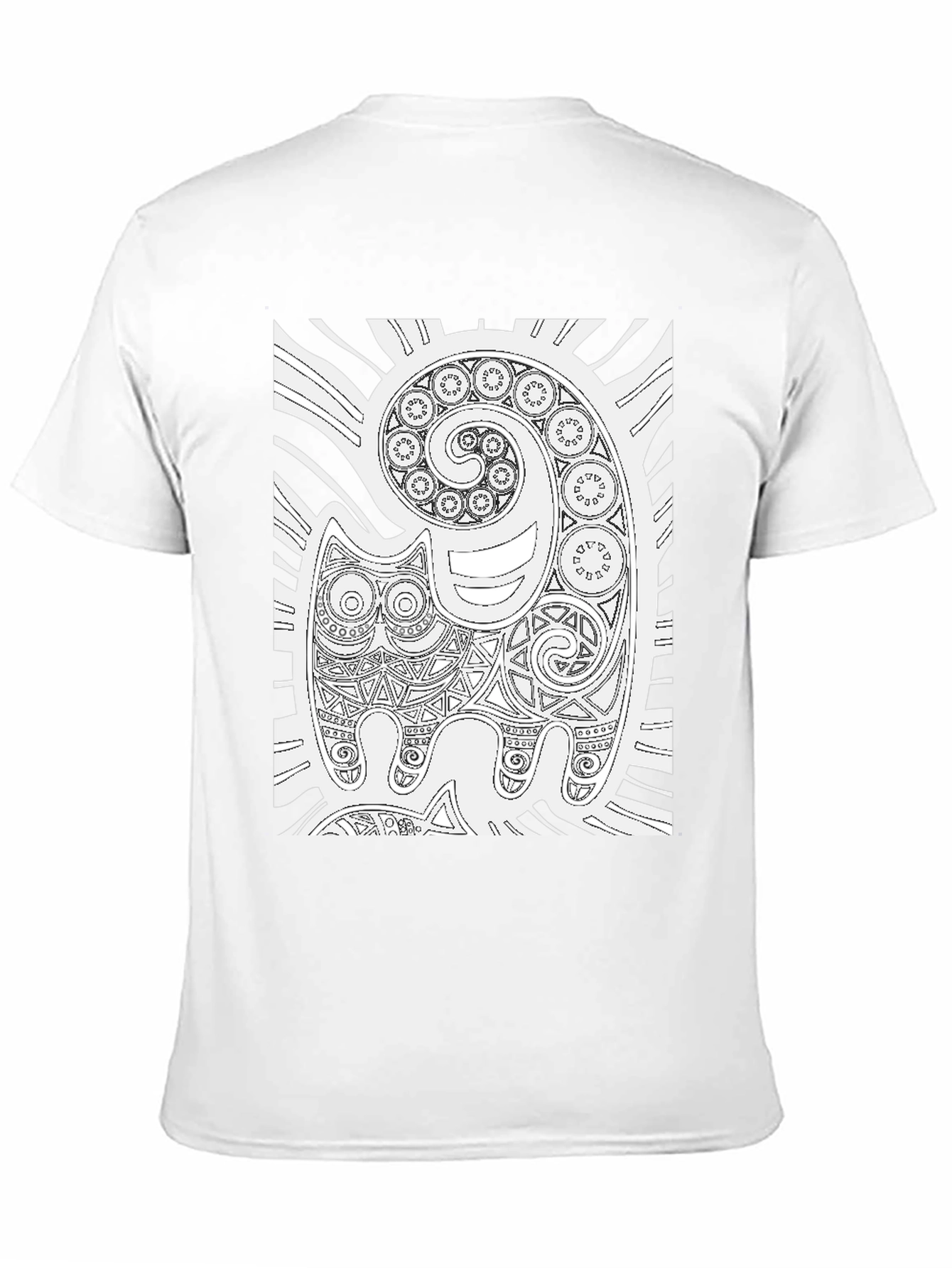 Tribal Cat Art Black T-Shirt