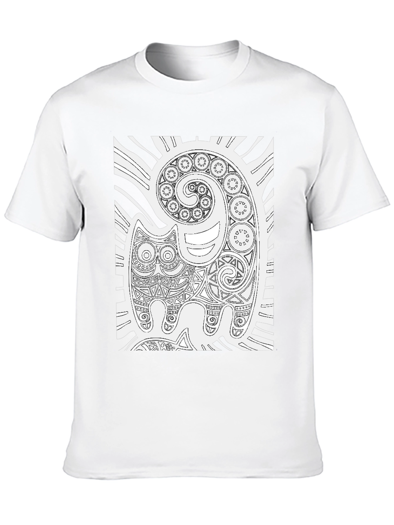 Tribal Cat Art Black T-Shirt